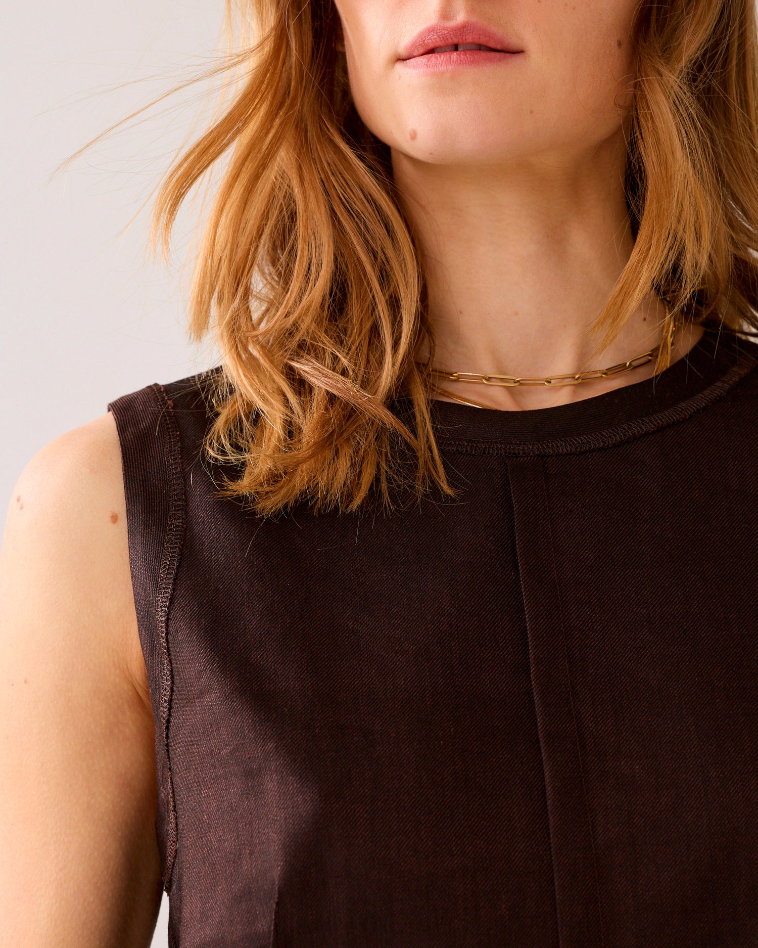 Top sans manches en lin mélangé