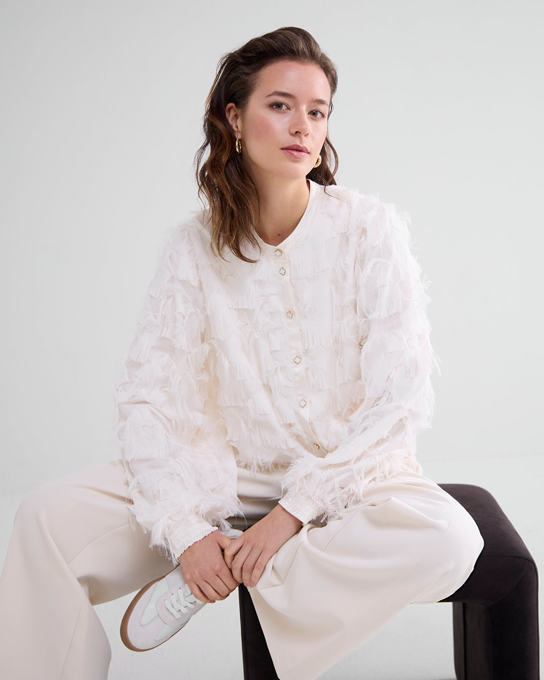 Fluffy blouse met franjes