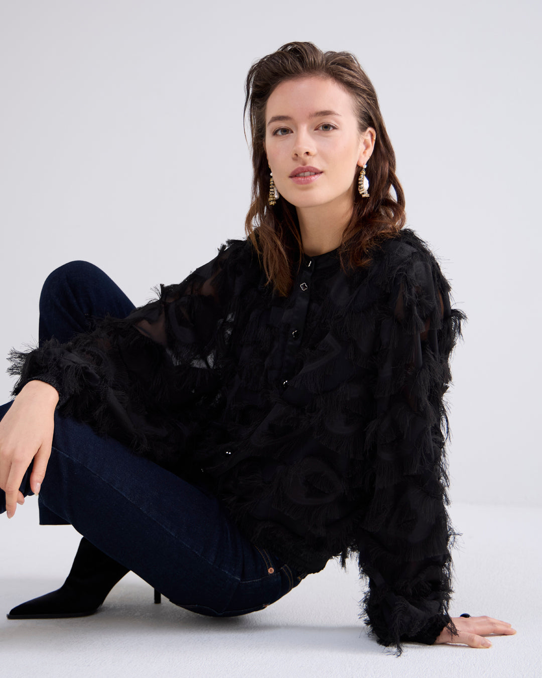 Fluffy blouse met franjes