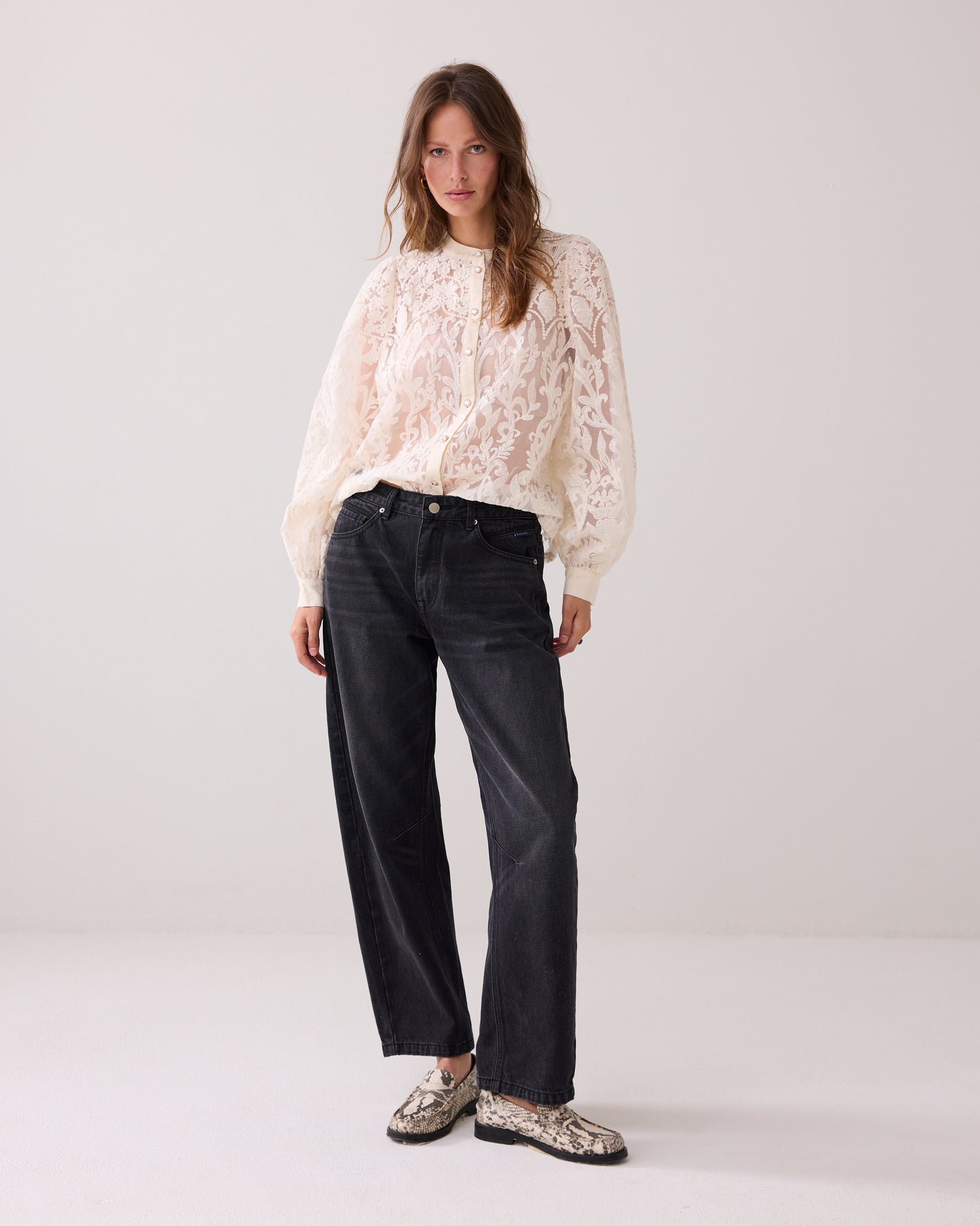Transparante blouse van kant