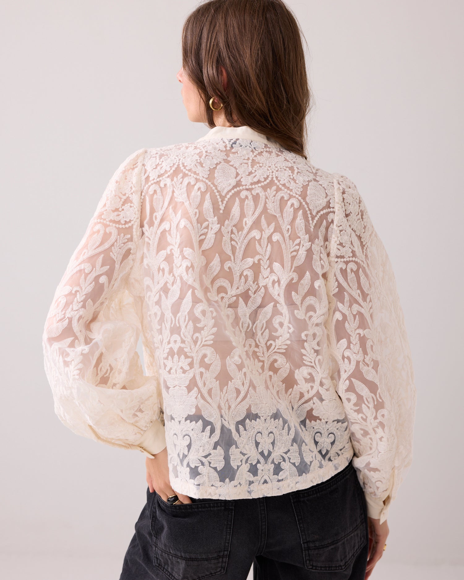 Transparante blouse van kant