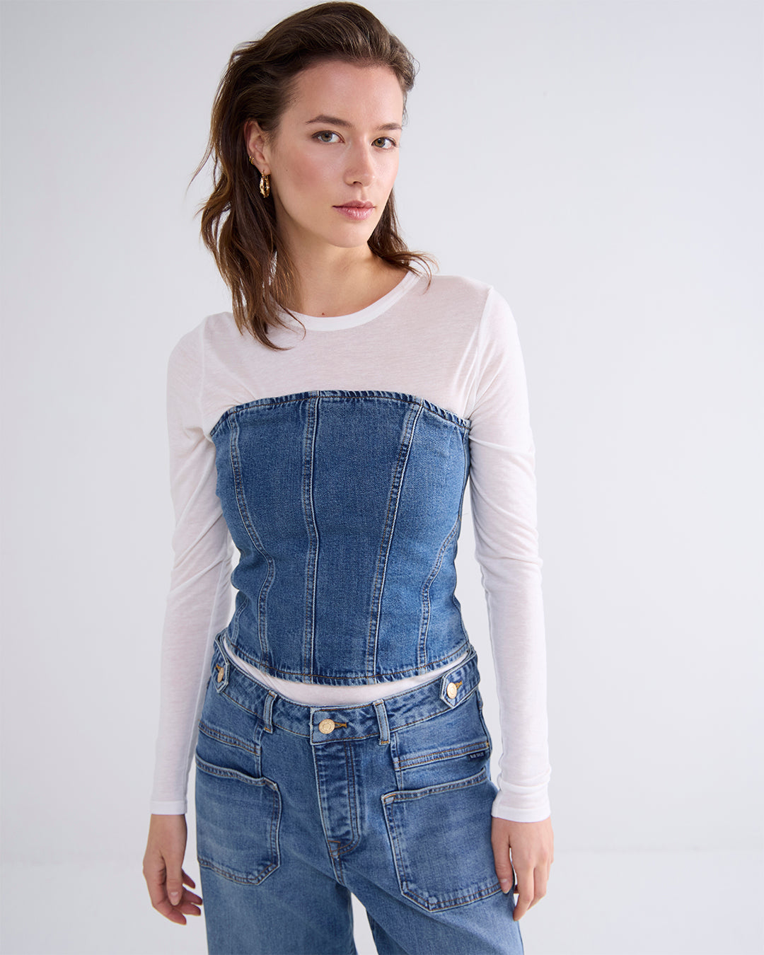 Denim corset