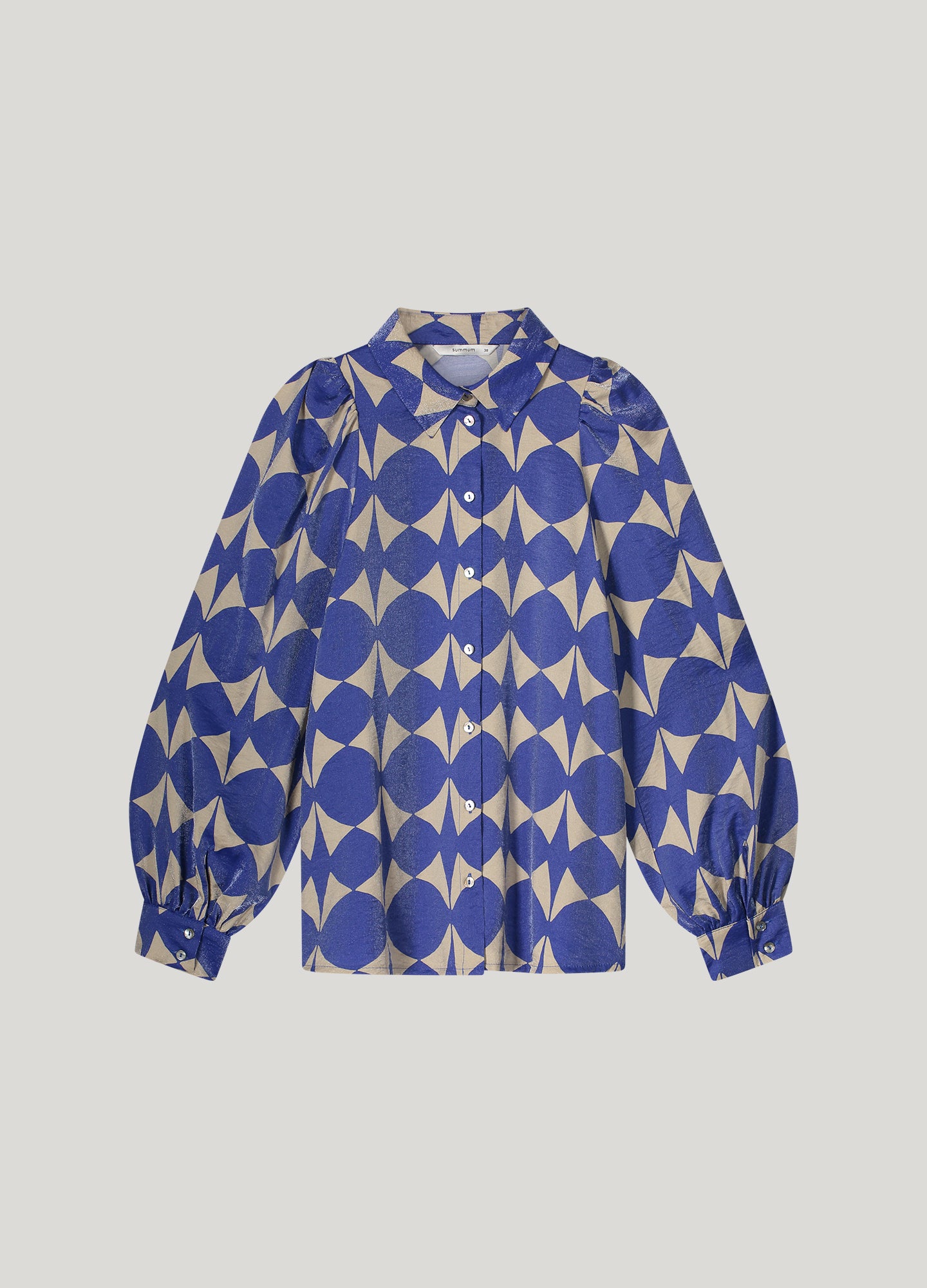 Blouse met pofmouw in glanzende print