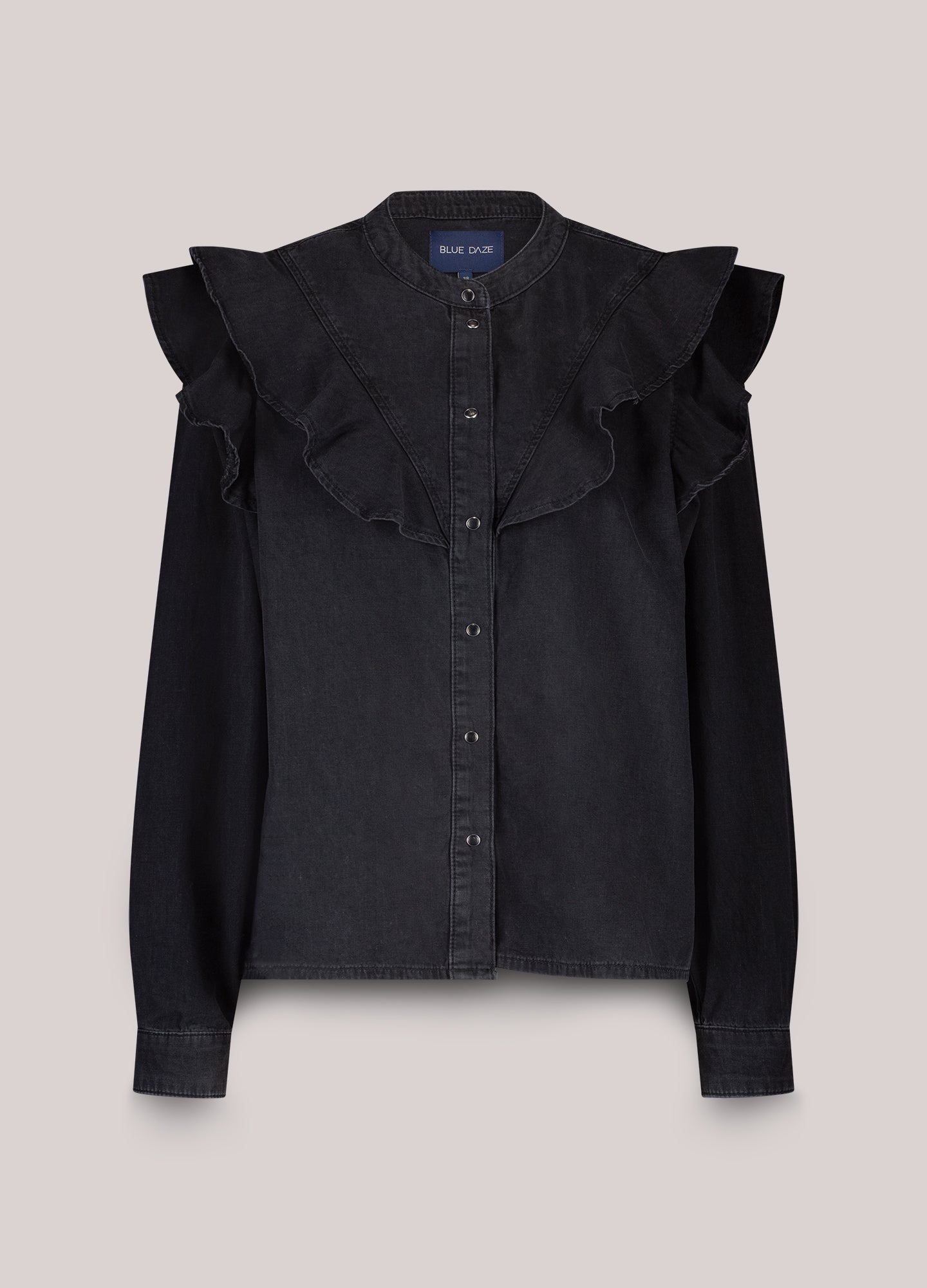 Denim blouse met pofmouwen