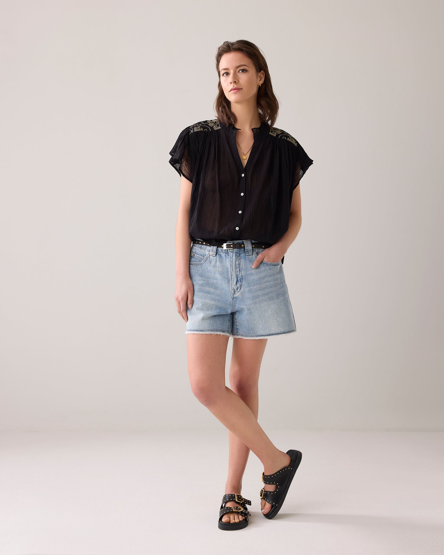 Bluse mit Volantärmeln