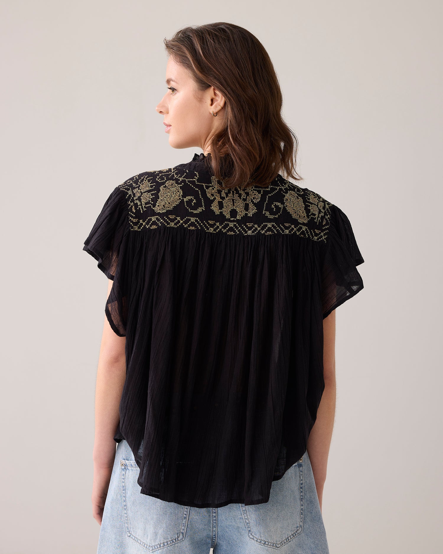 Bluse mit Volantärmeln