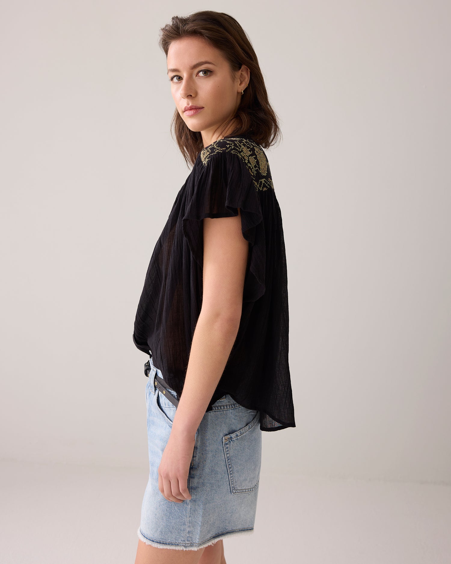 Bluse mit Volantärmeln