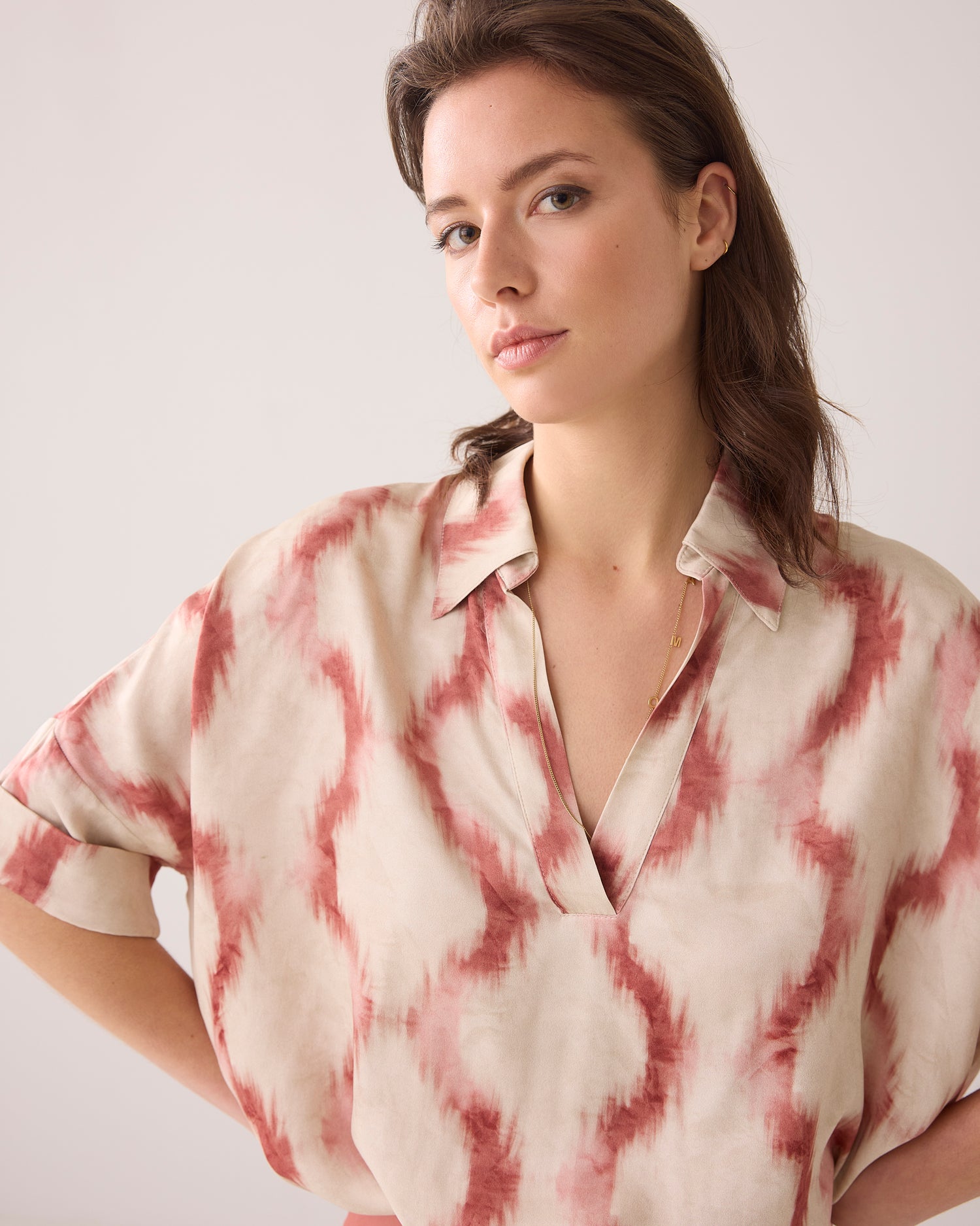 Top with polo collar