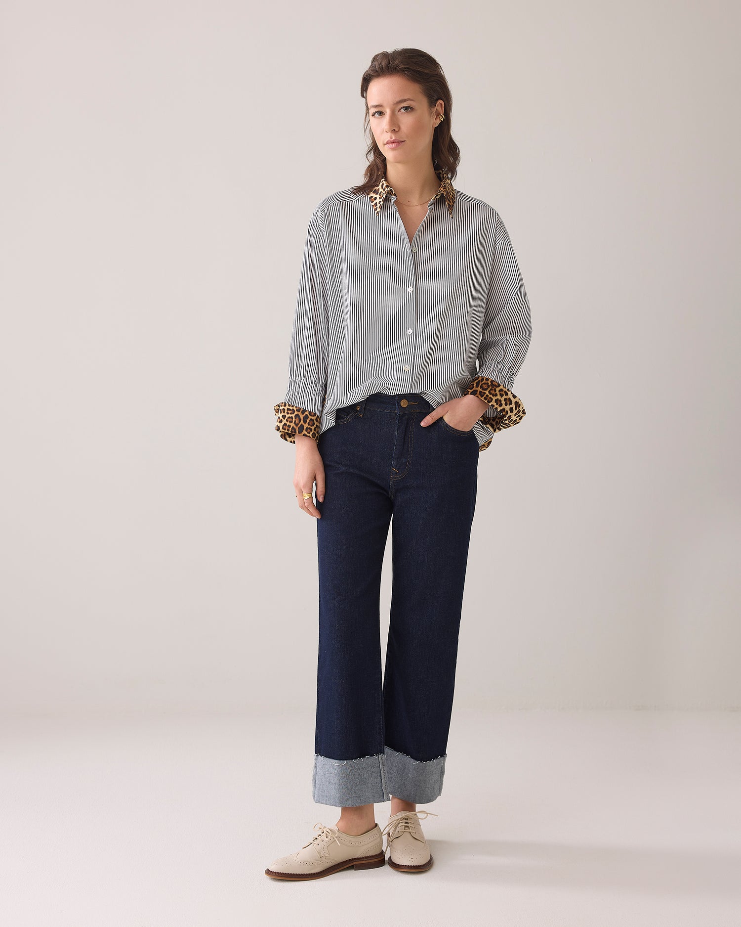 Shirt blouse in mix of prints