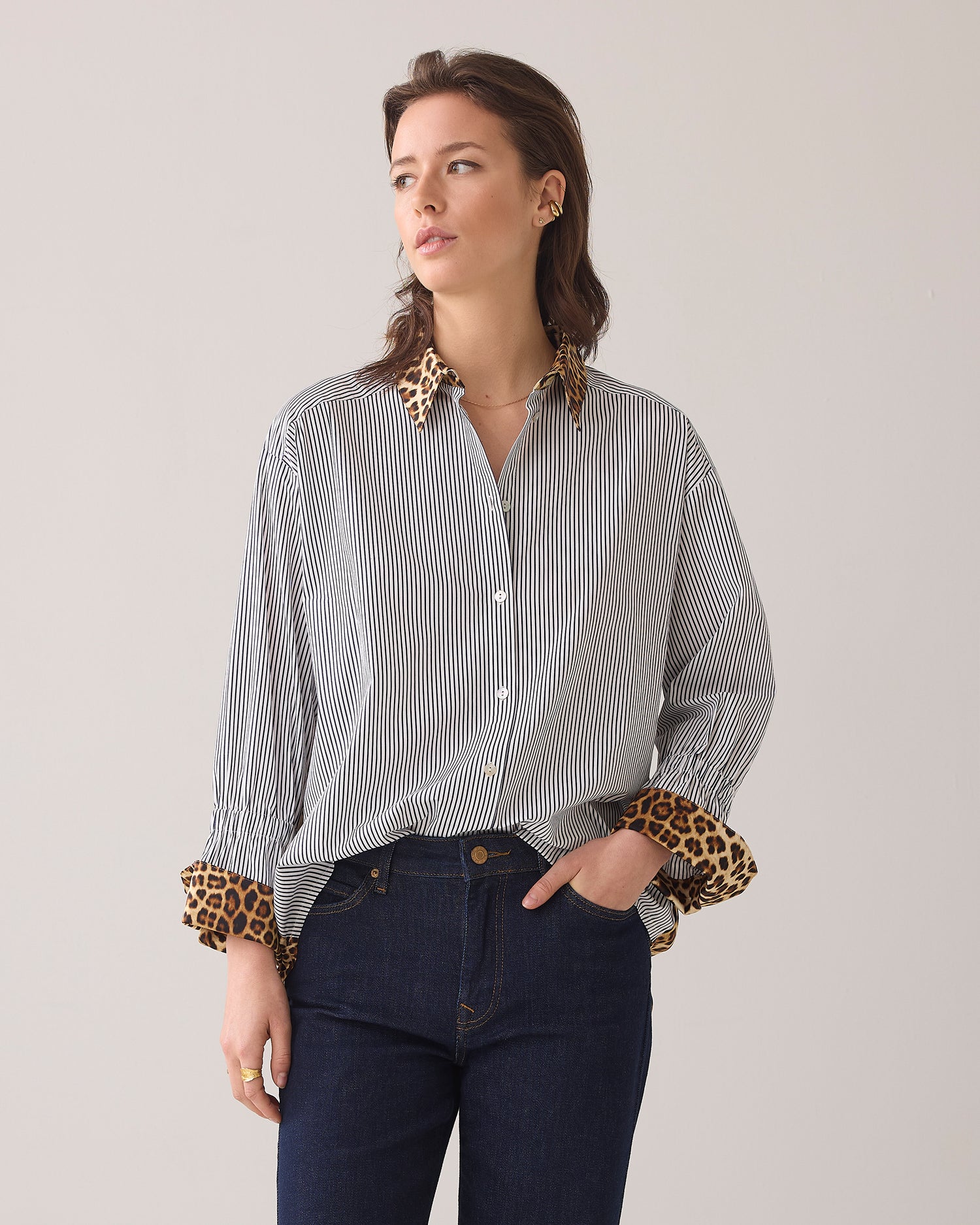 Shirt blouse in mix of prints