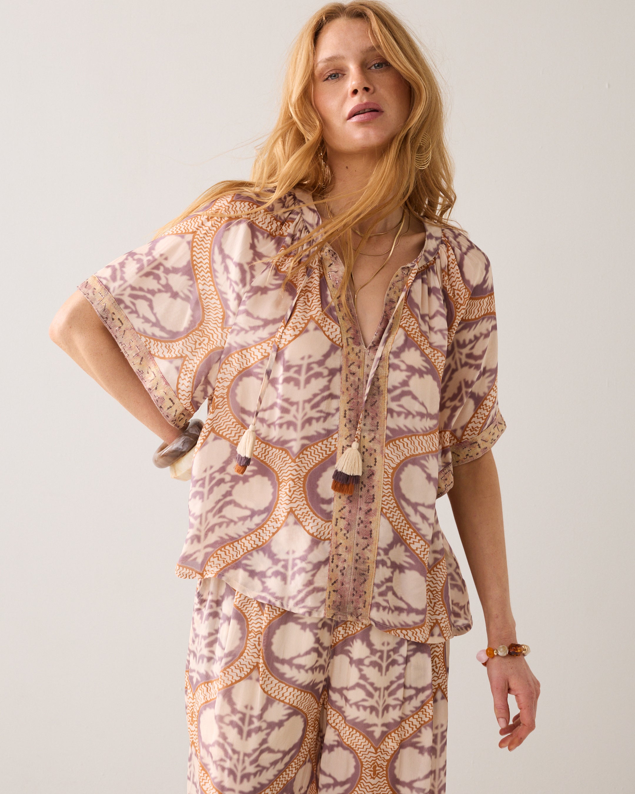 Top en viscose art déco