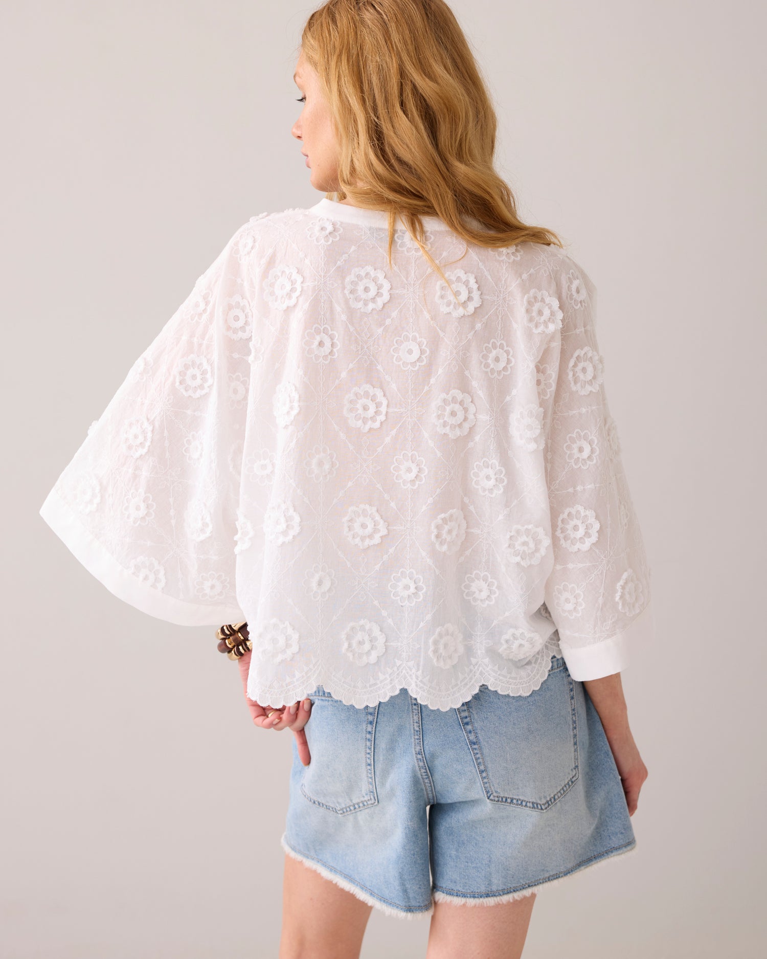 Bluse Baumwolle 3D-Blumen