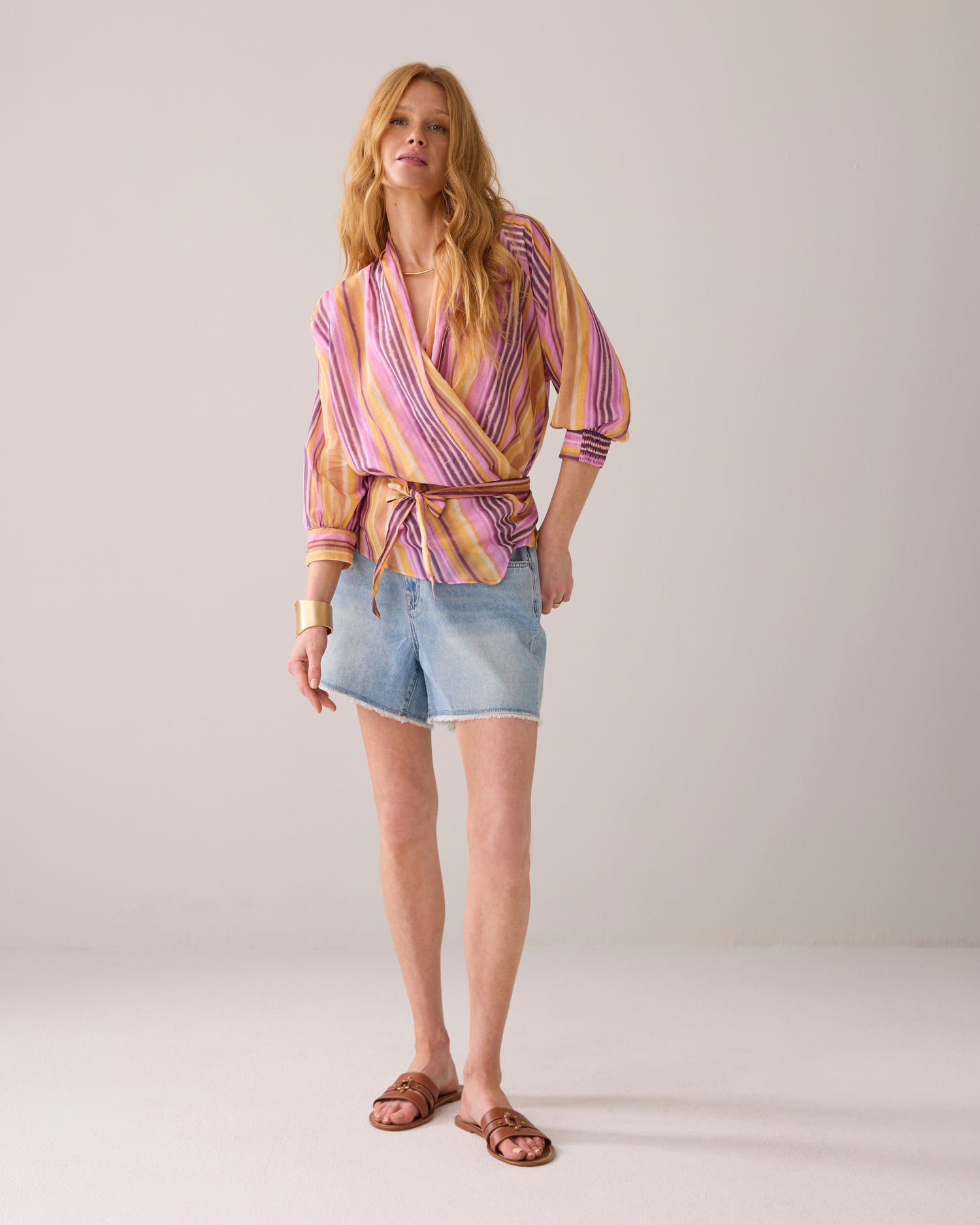 Gestreifte Wickelbluse