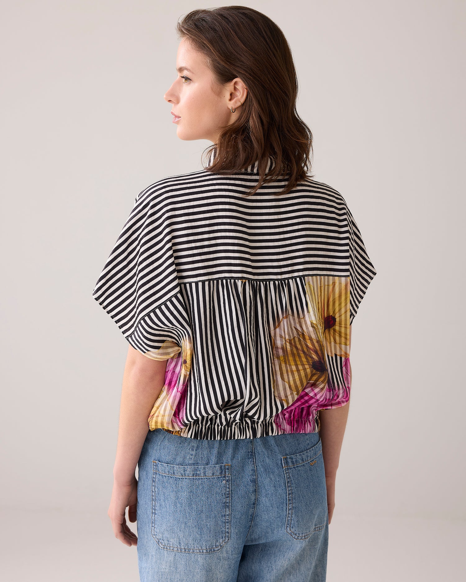 Boxy blouse with flower pattern