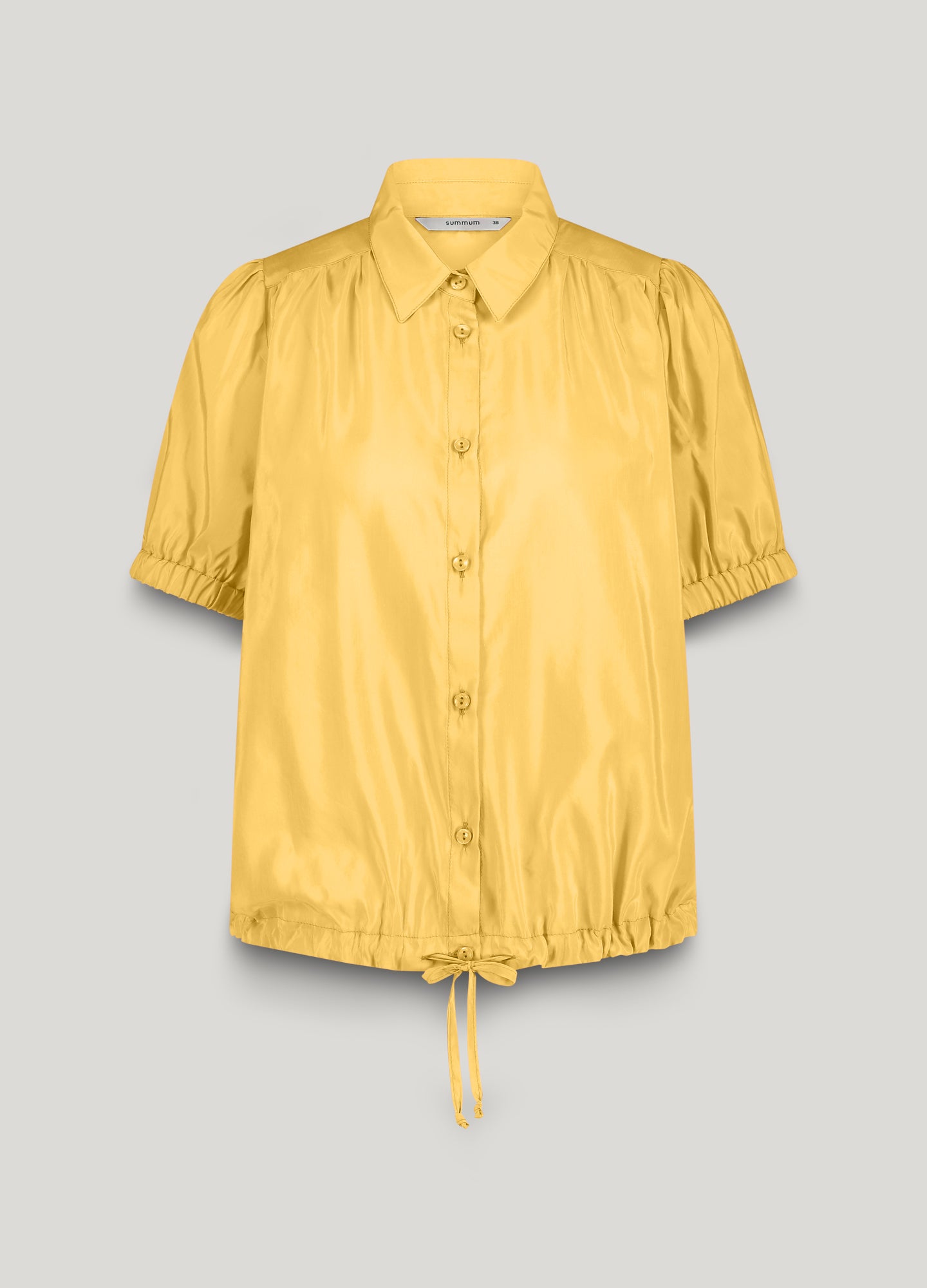 Short blouse with drawstring fastening