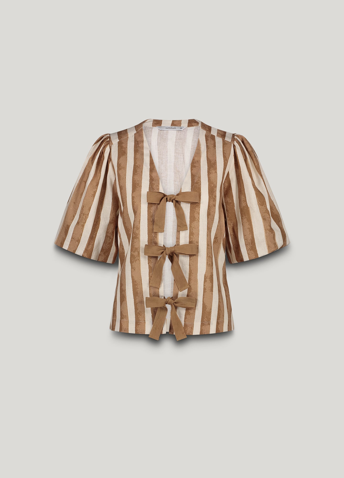 Linen-blend blouse jacket with stripe