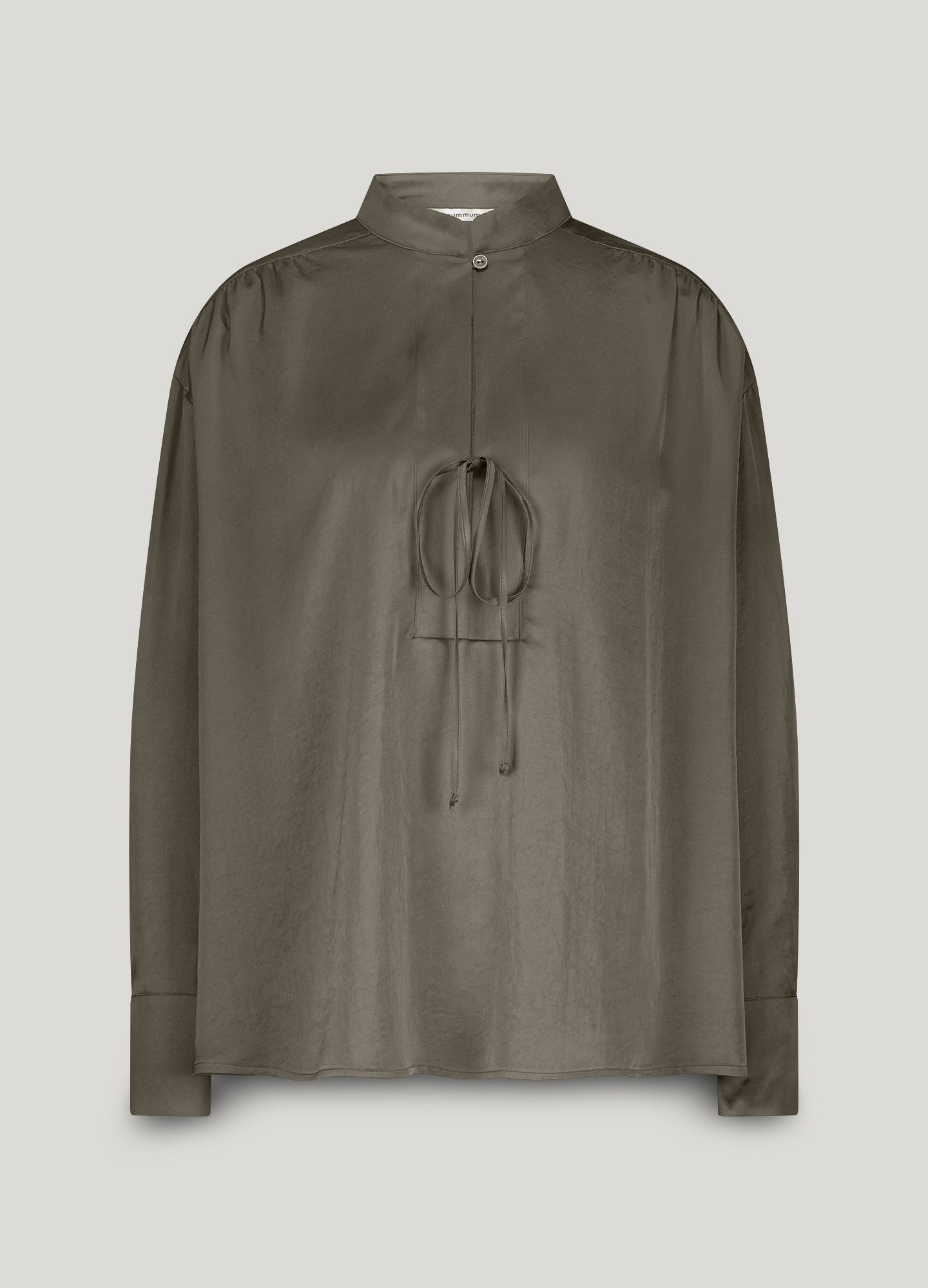 Glanzende top met striksluiting