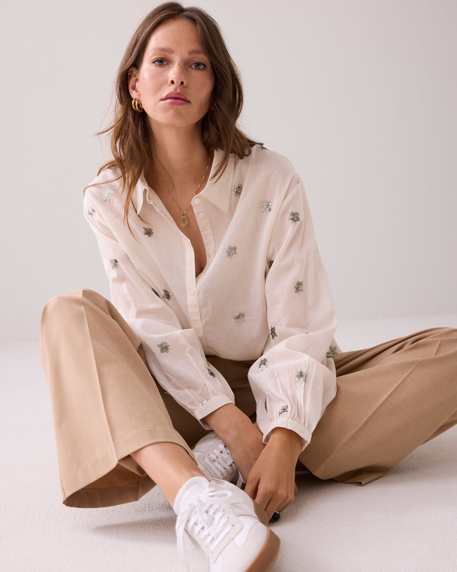 A-Linien-Bluse mit Pailletten