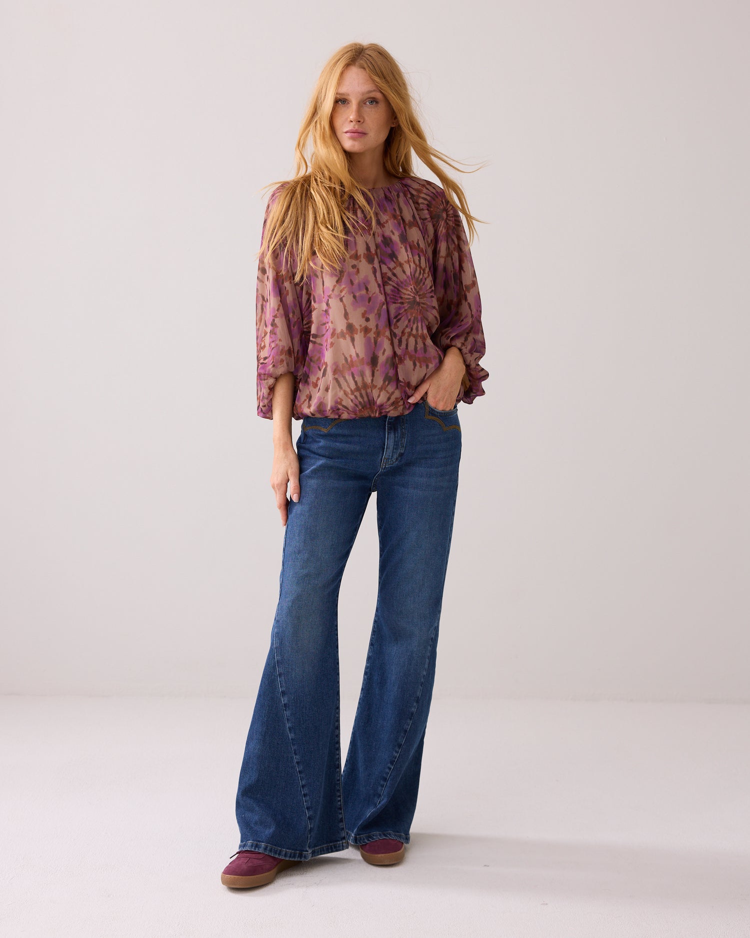 Sheer top with print