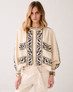 Geborduurde blouse crispy cotton