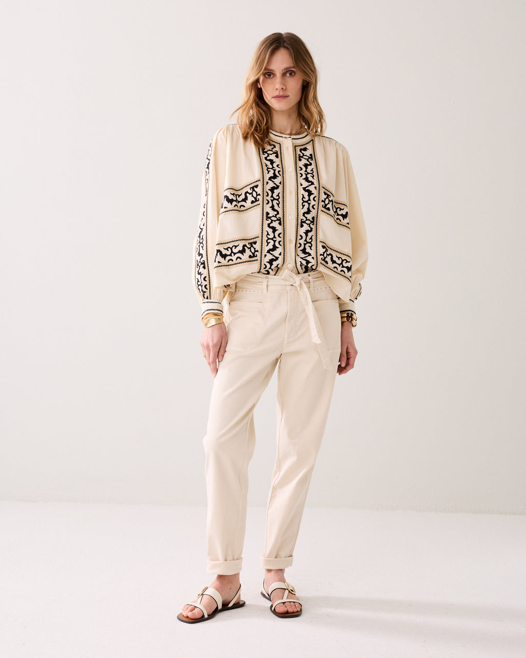 Geborduurde blouse crispy cotton