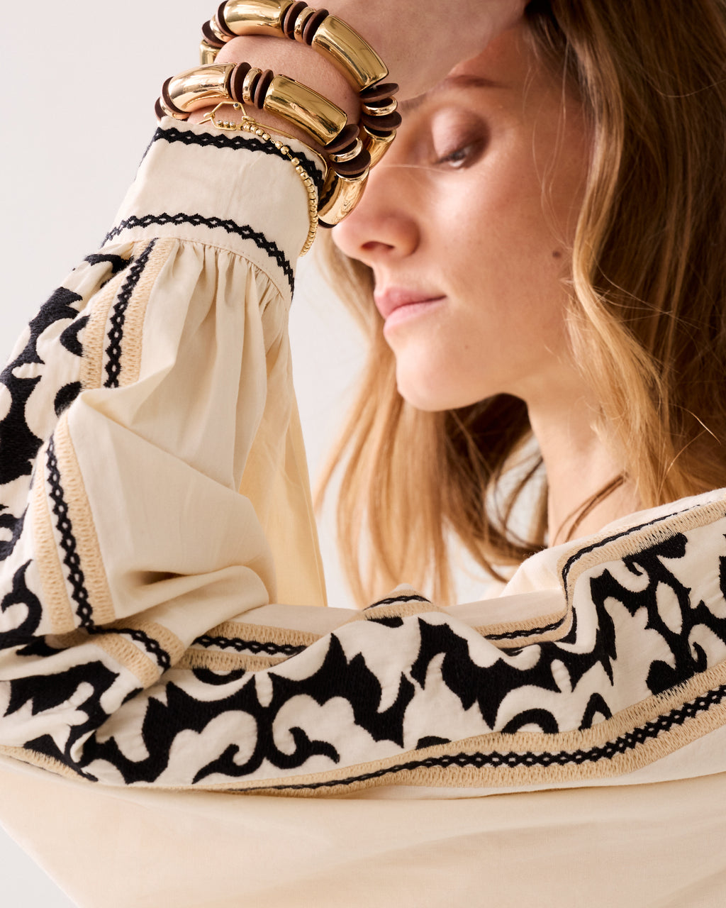 Geborduurde blouse crispy cotton
