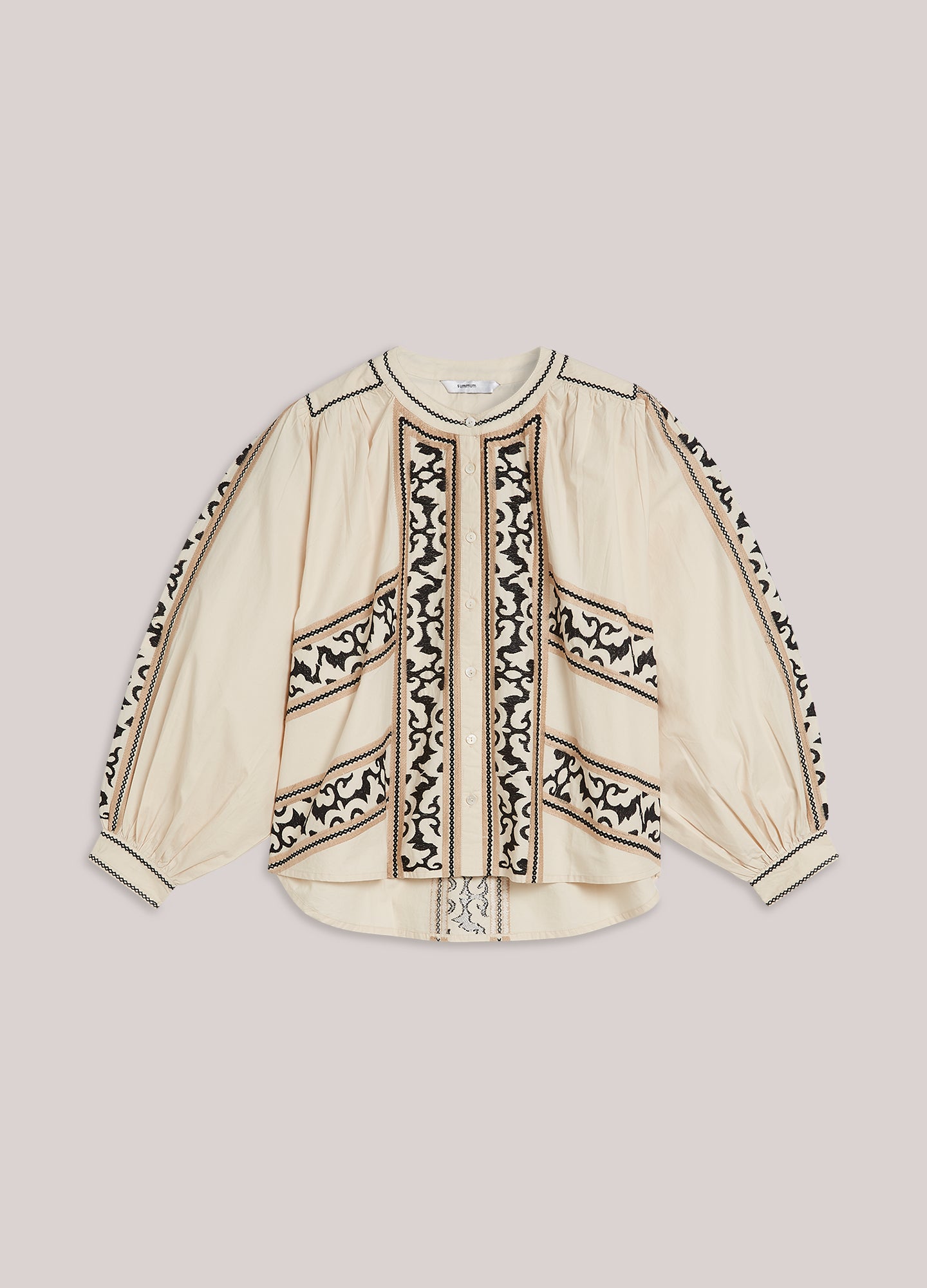Geborduurde blouse crispy cotton