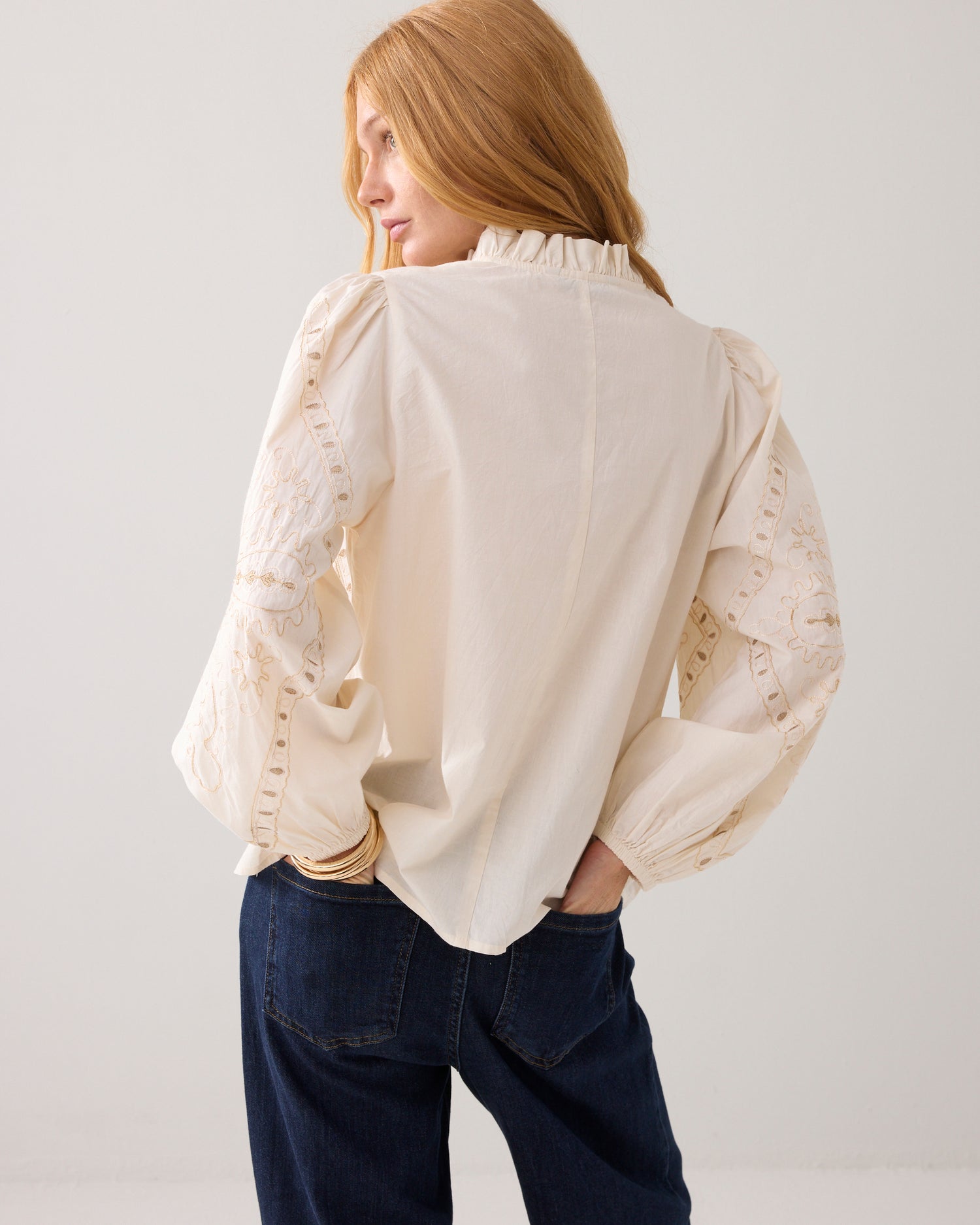 Embroidered cotton top