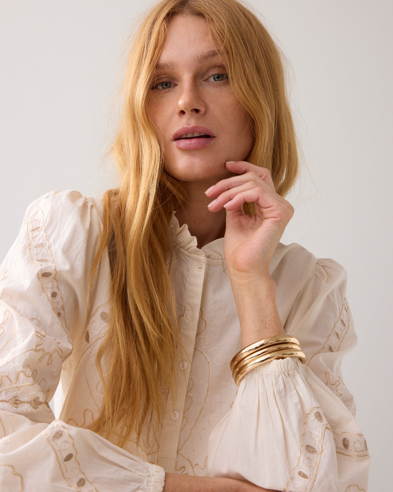 Embroidered cotton top