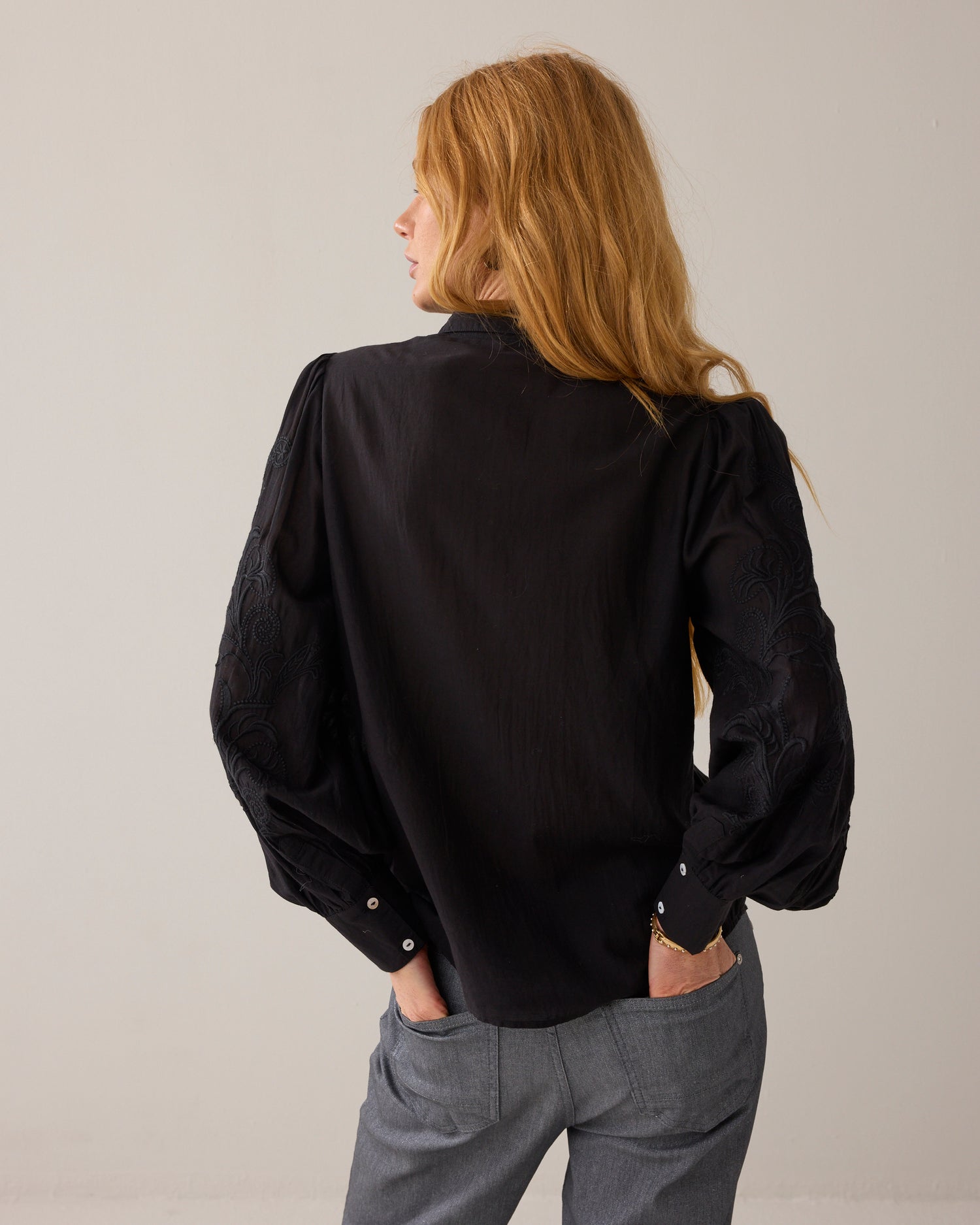 Voile blouse with embroidery