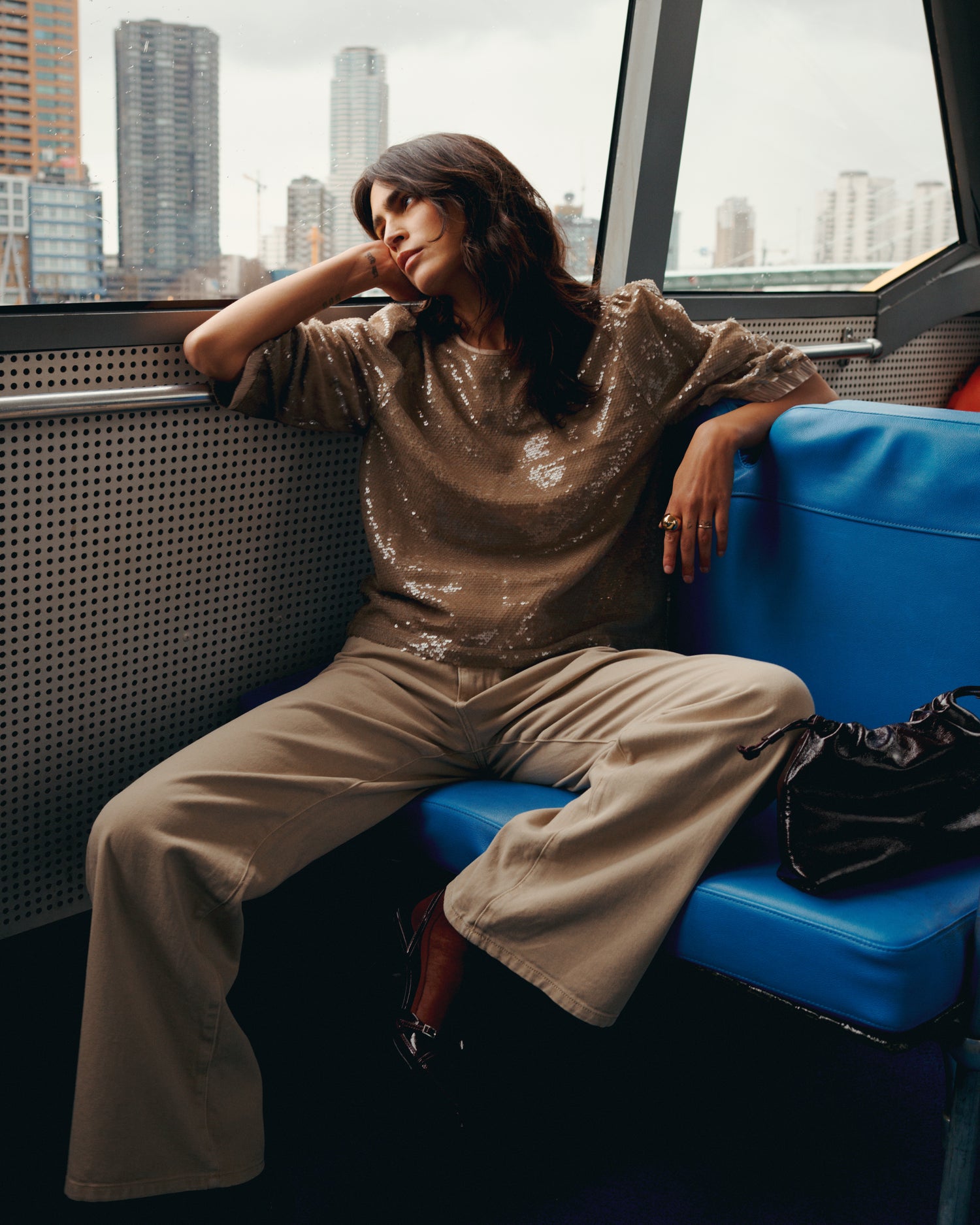 Top in sequin fabric