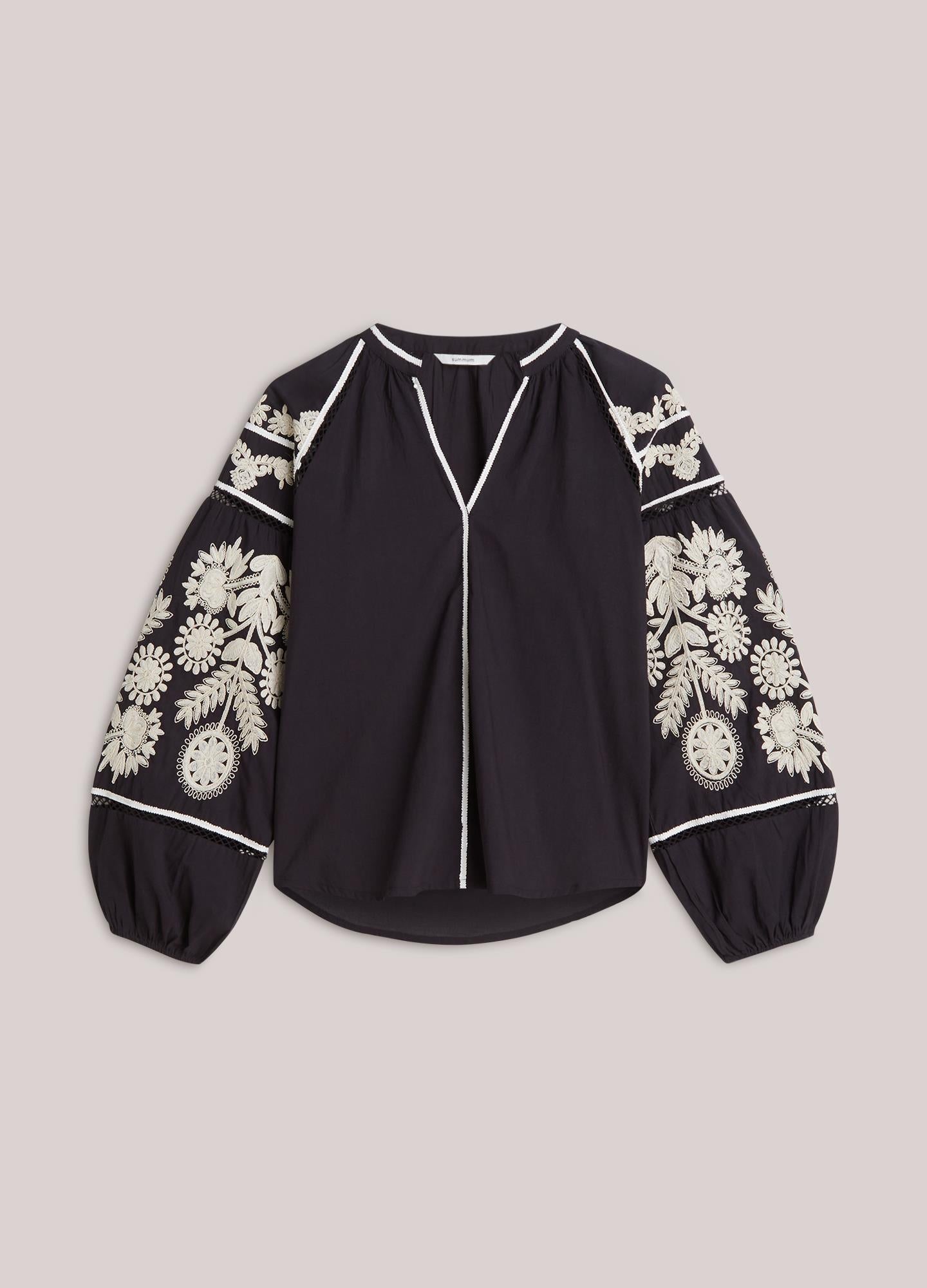 Embroidered contrast top