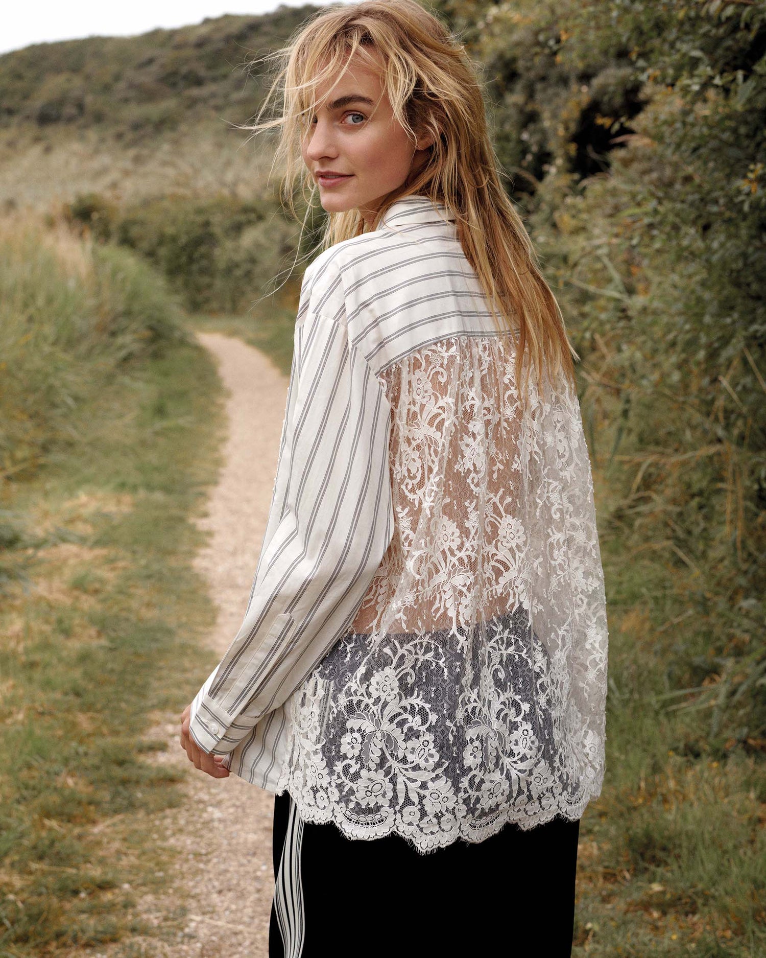 Overhemdblouse met kantdetails