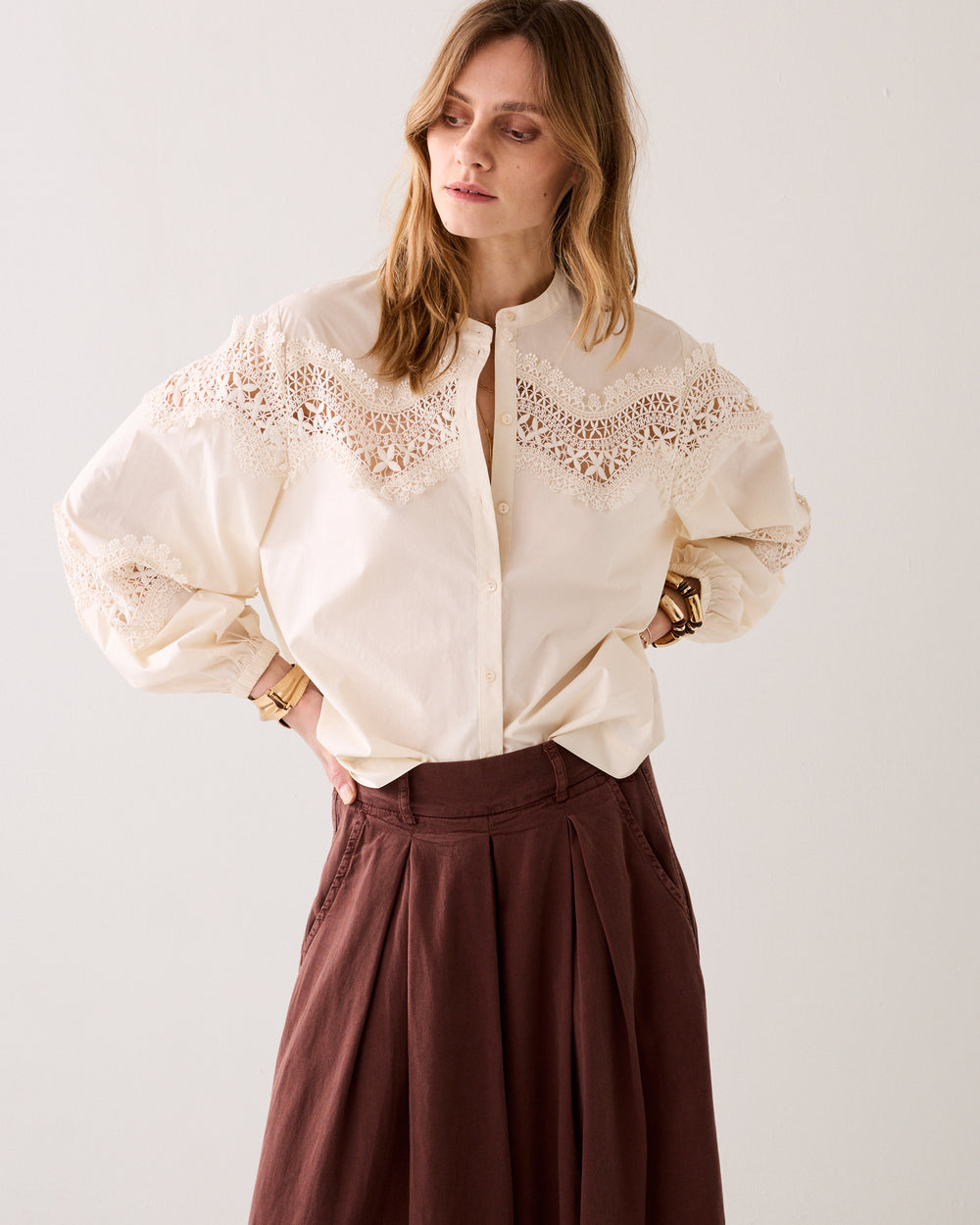 Boxy blouse crispy poplin