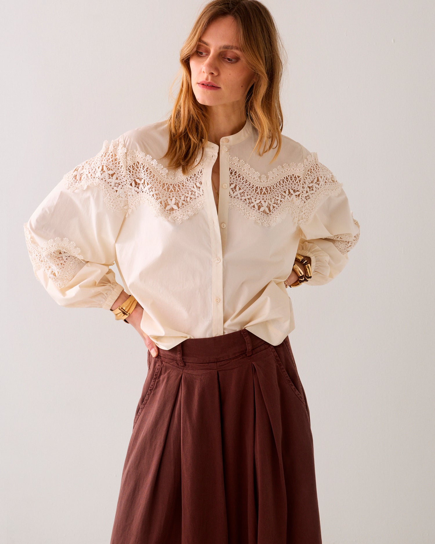 Boxy blouse crispy poplin