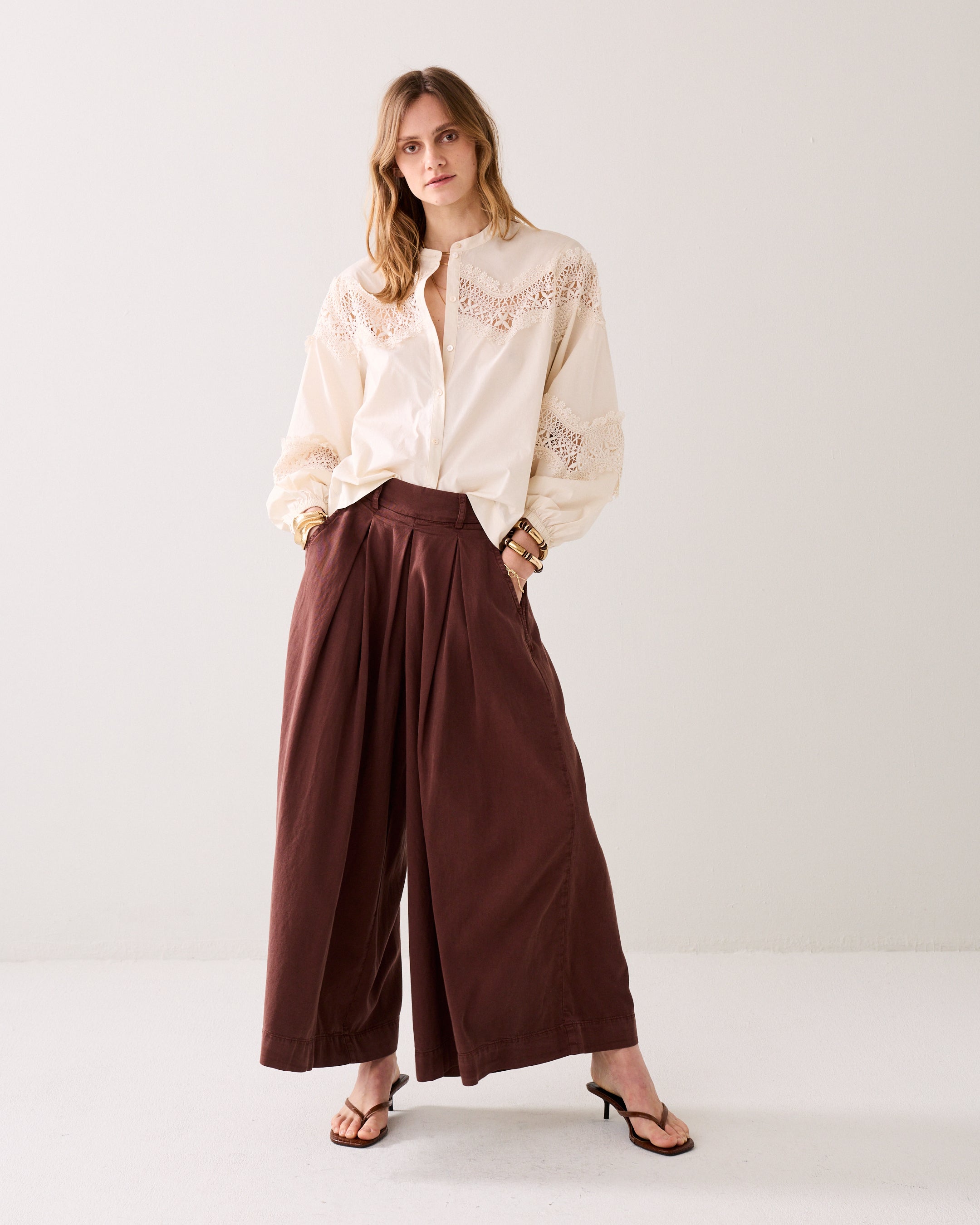 Boxy blouse crispy poplin