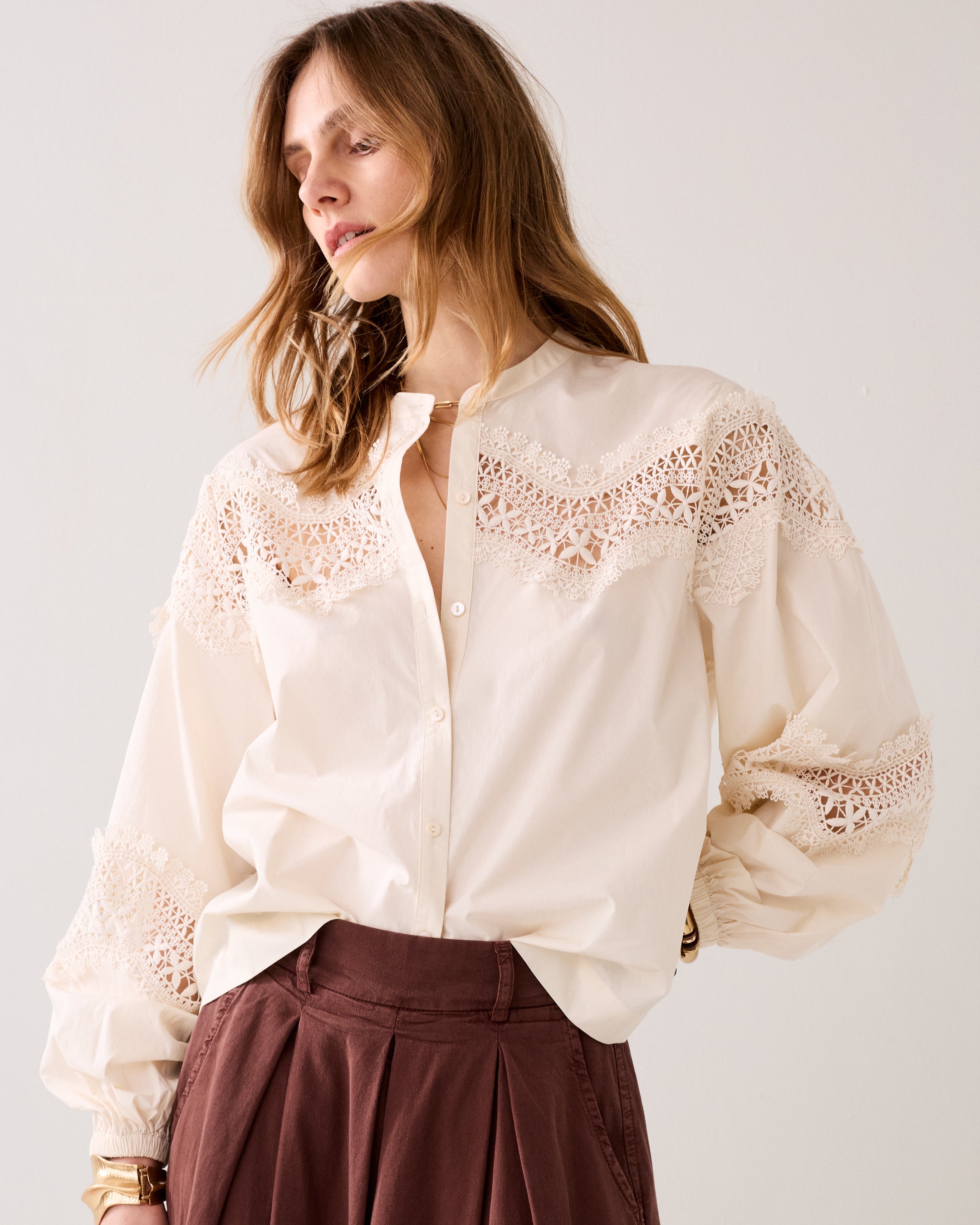 Boxy blouse crispy poplin