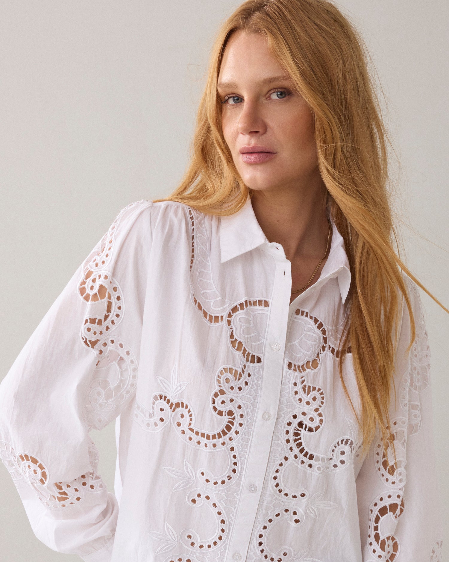 Hemdbluse Ajour-Baumwolle
