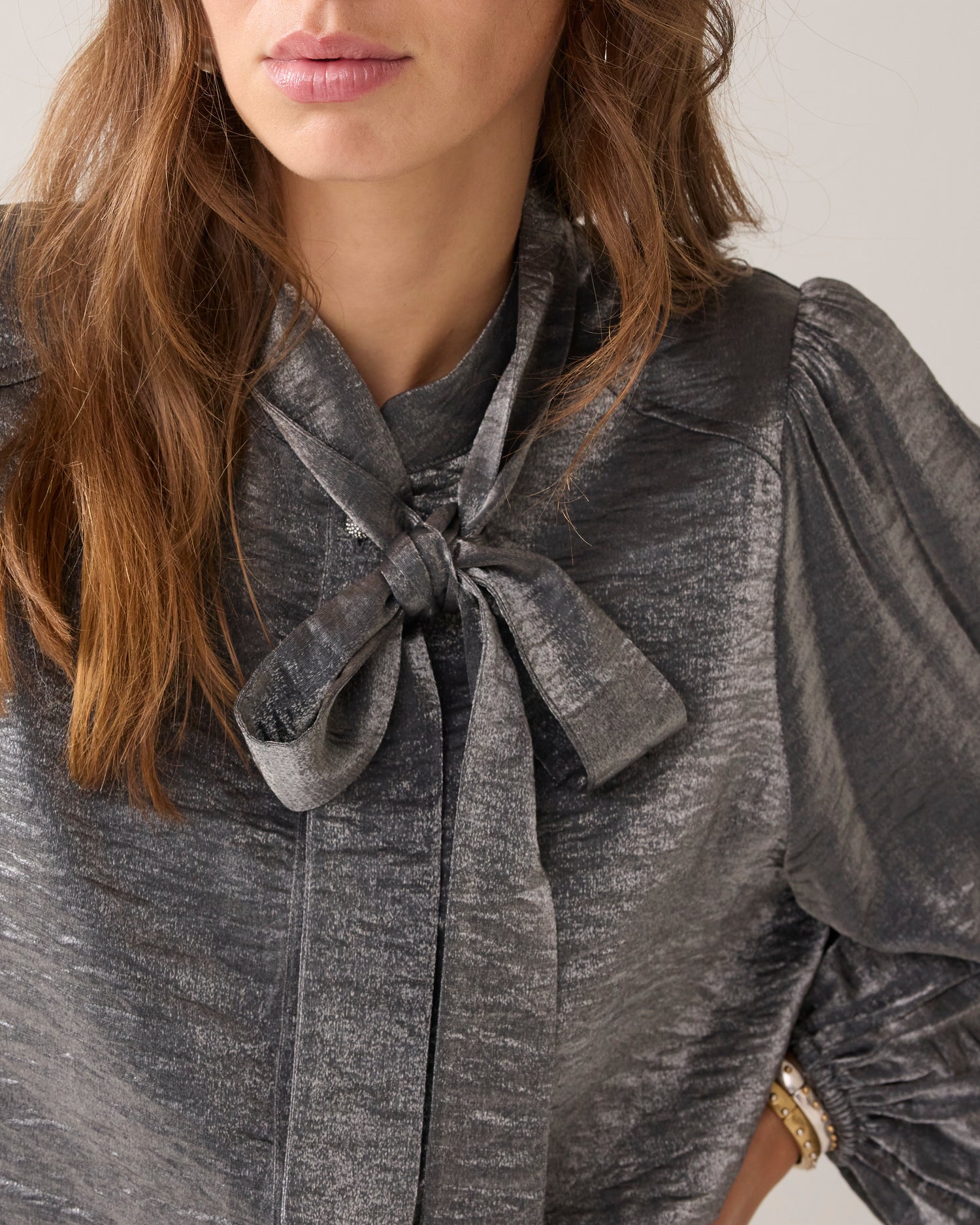 Metallic blouse with diamonds