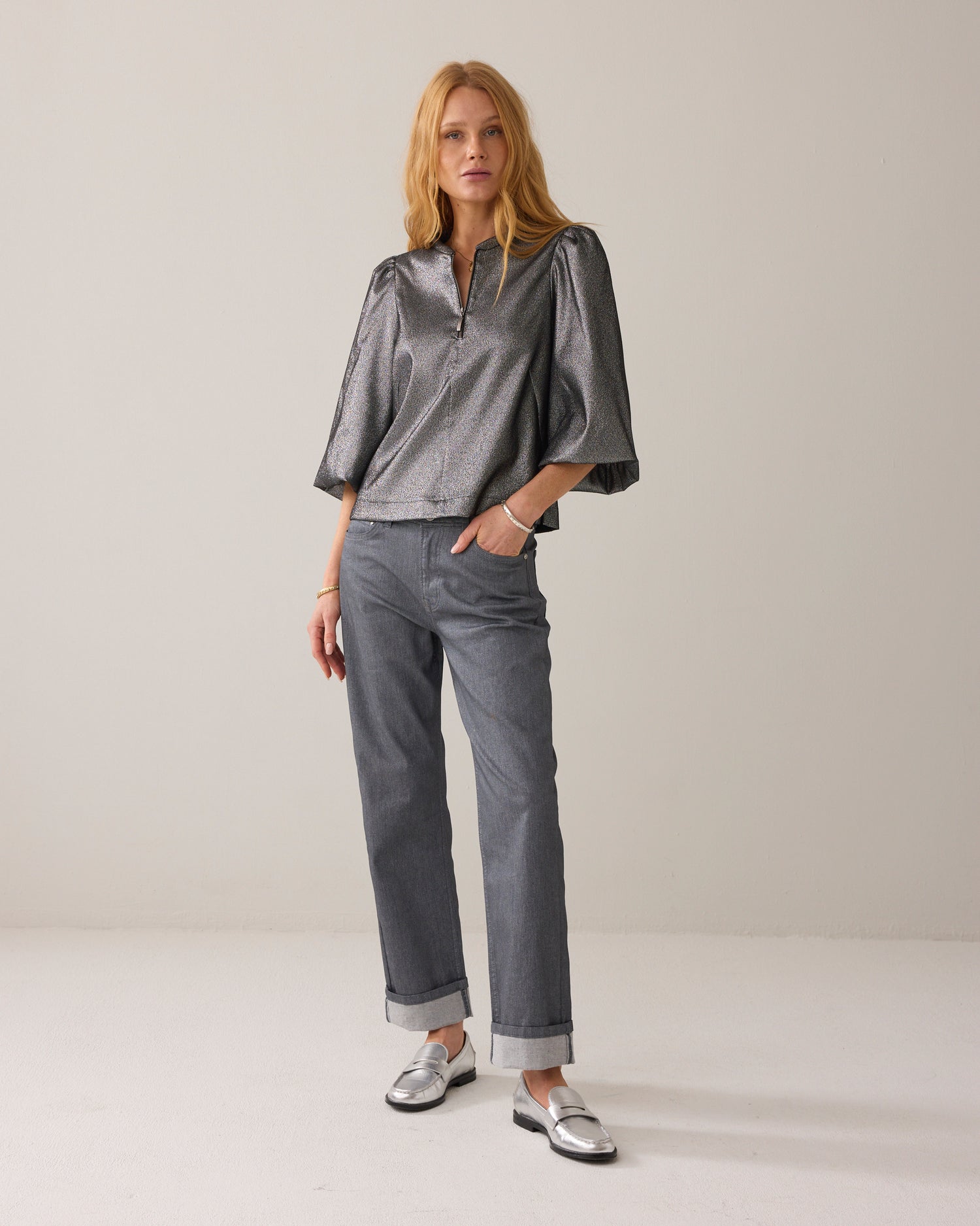 Glittertop met ritssluiting