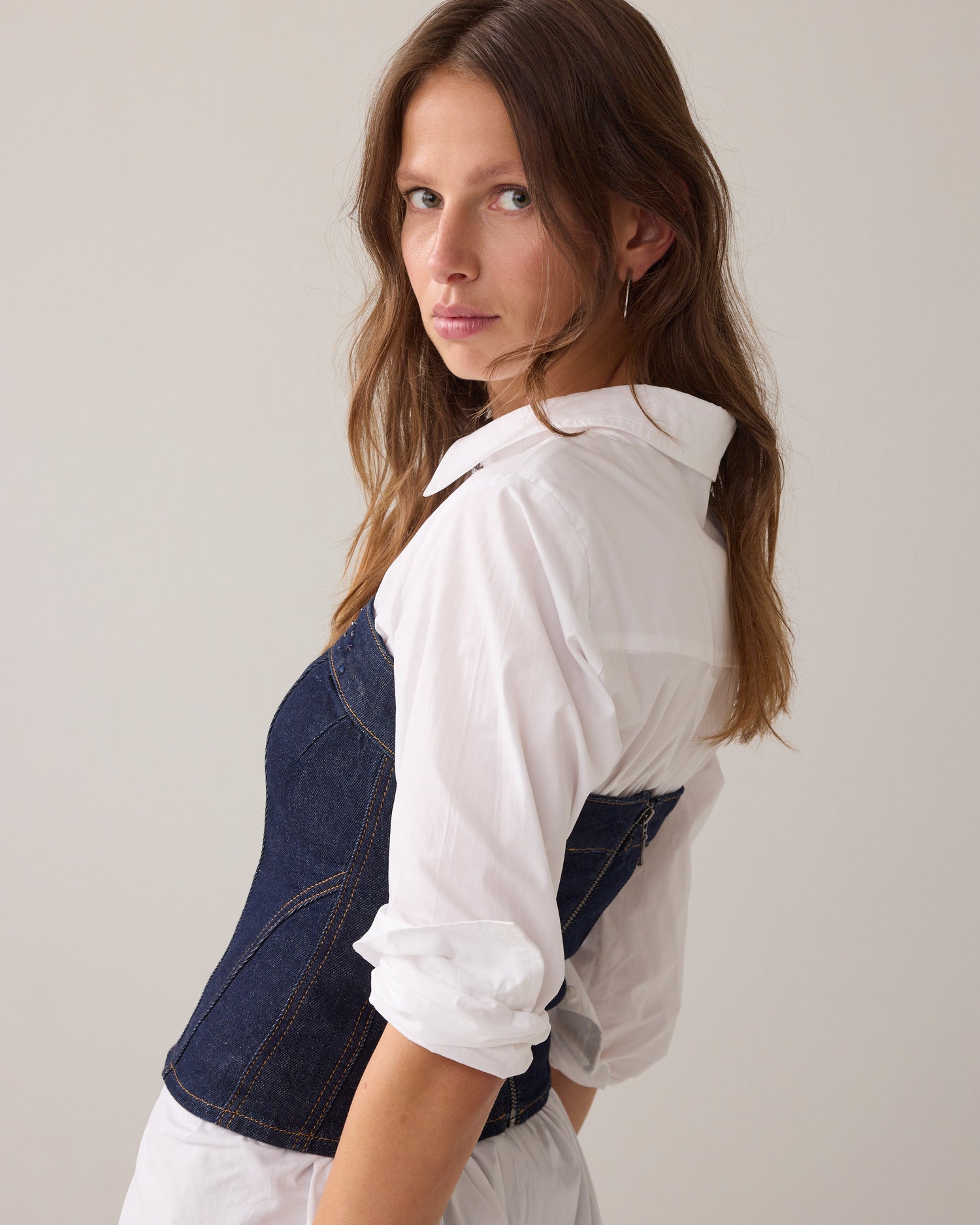 Denim corset met strass