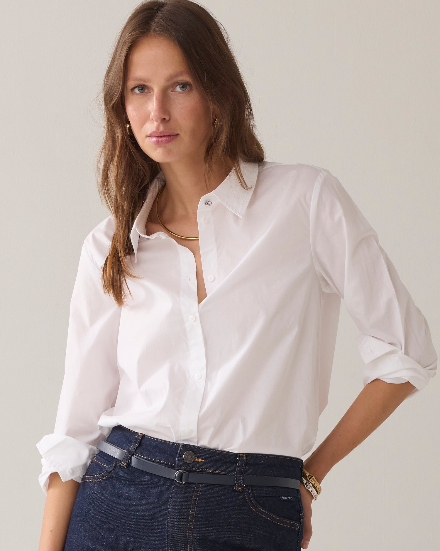 Overhemdblouse crispy poplin