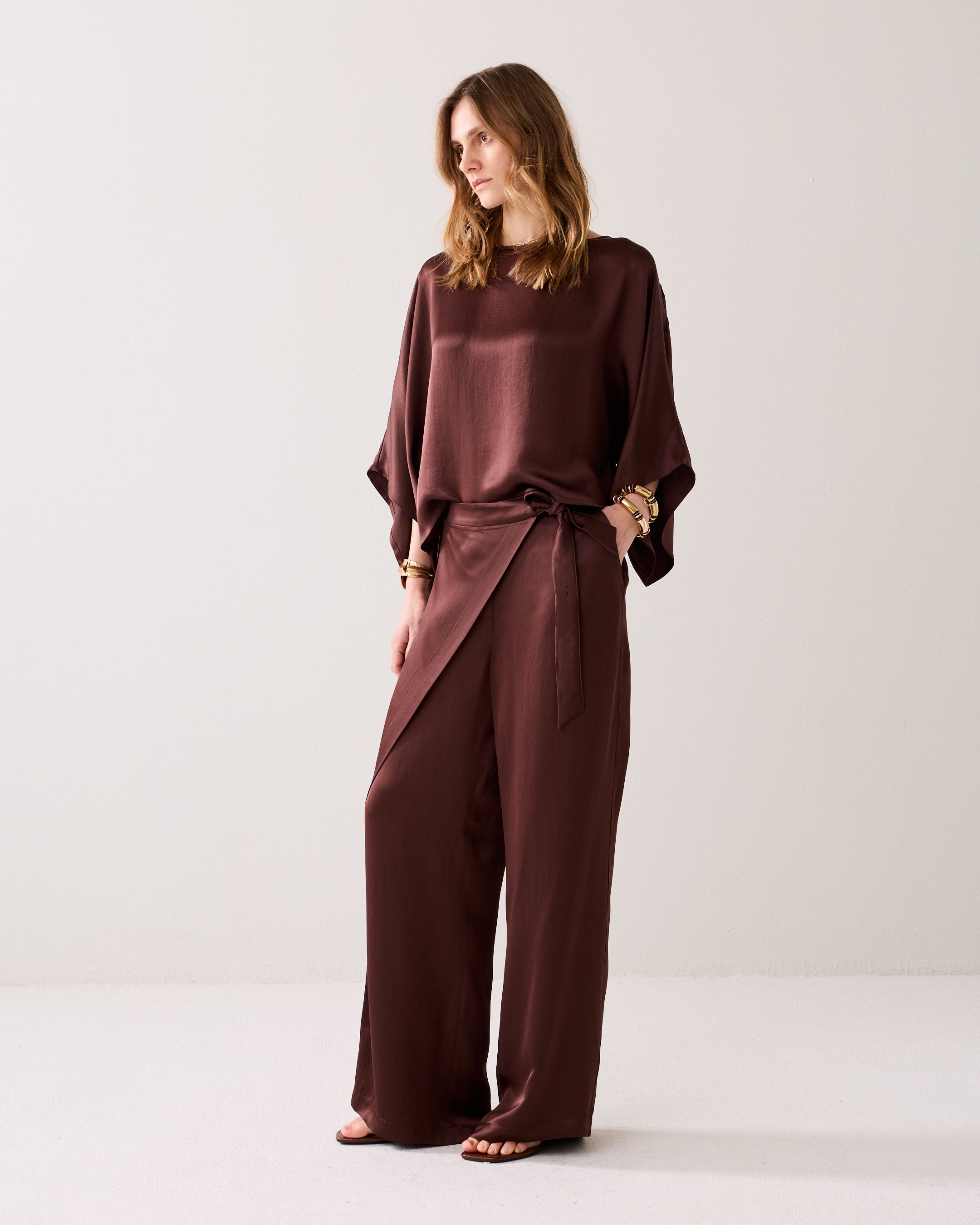 Top soyeux avec manches kimono