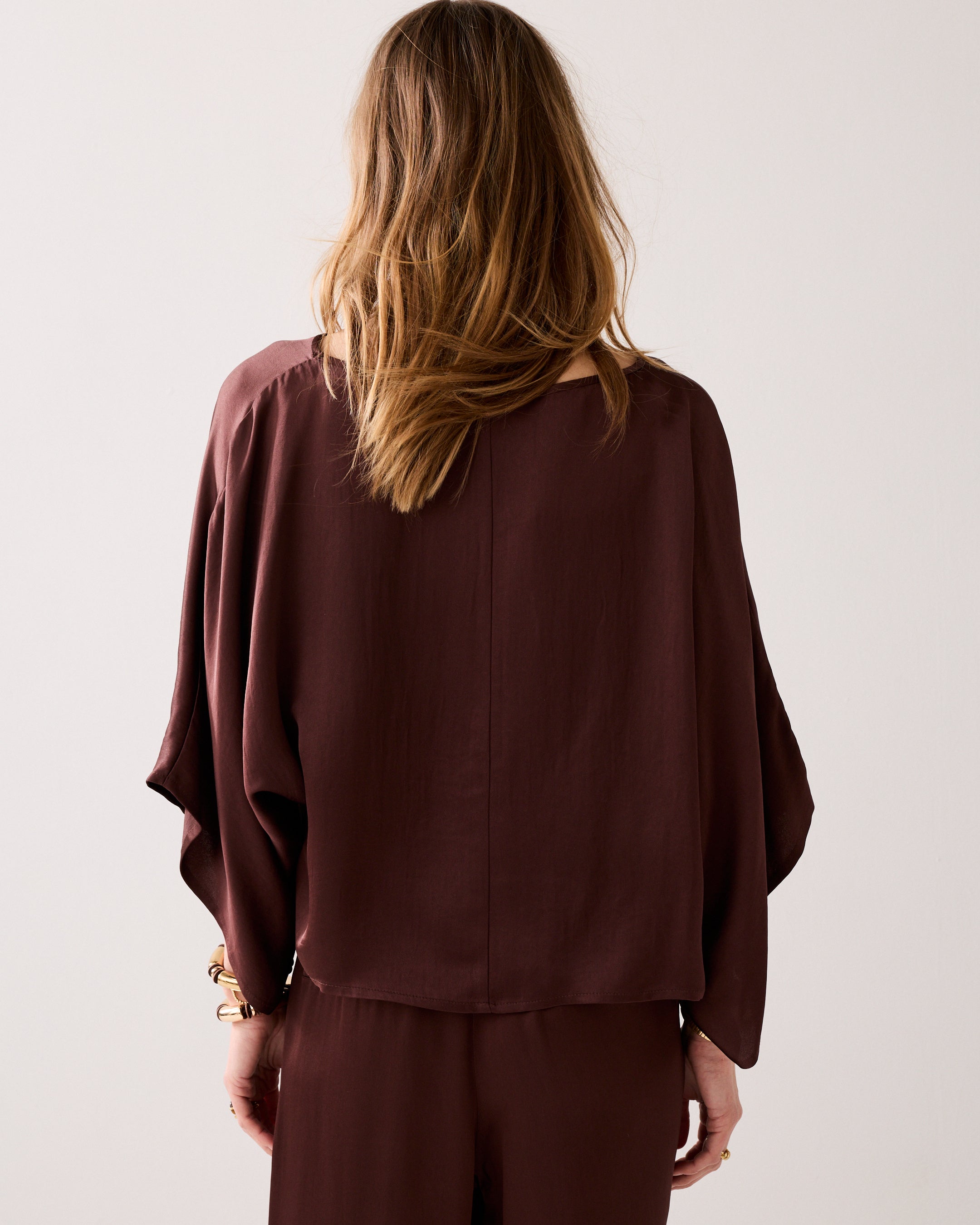 Top soyeux avec manches kimono