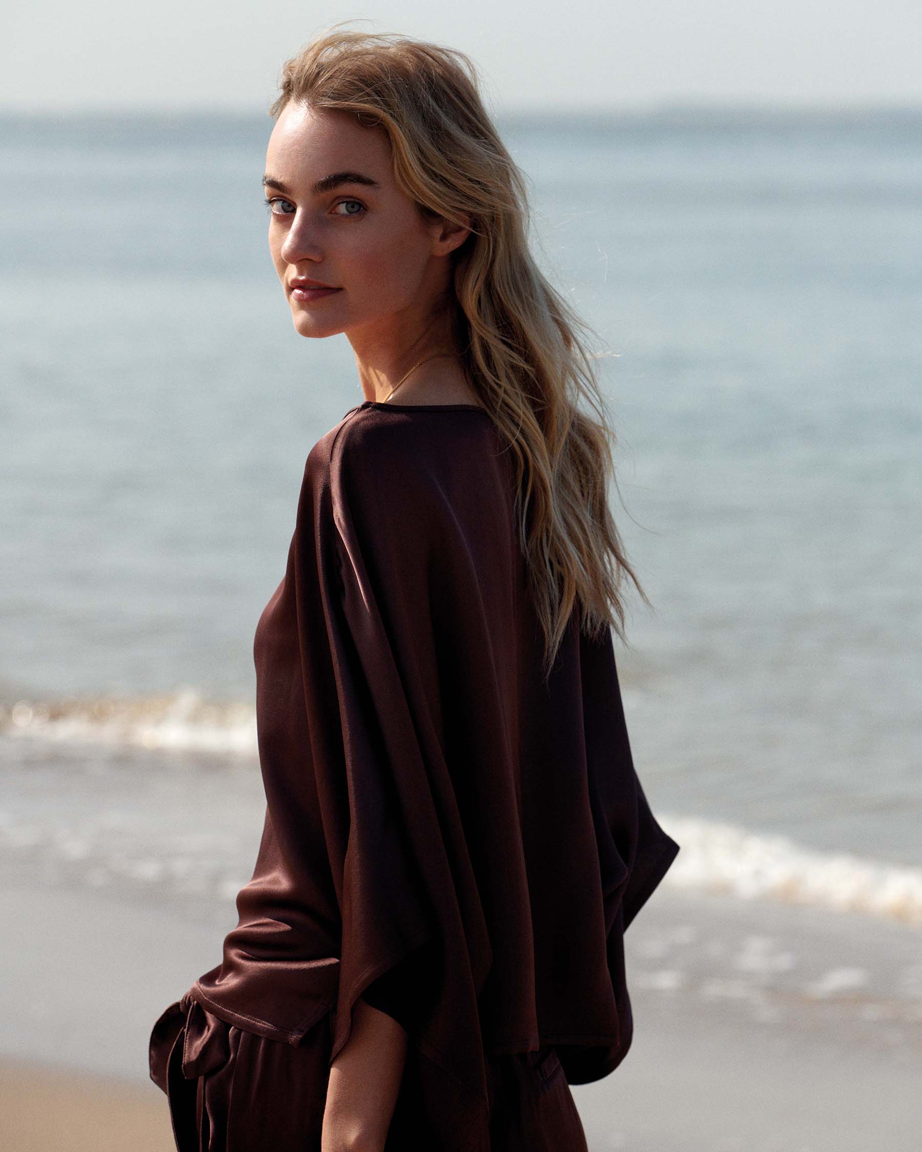 Top soyeux avec manches kimono