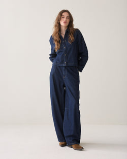 Cropped blouse rinse denim