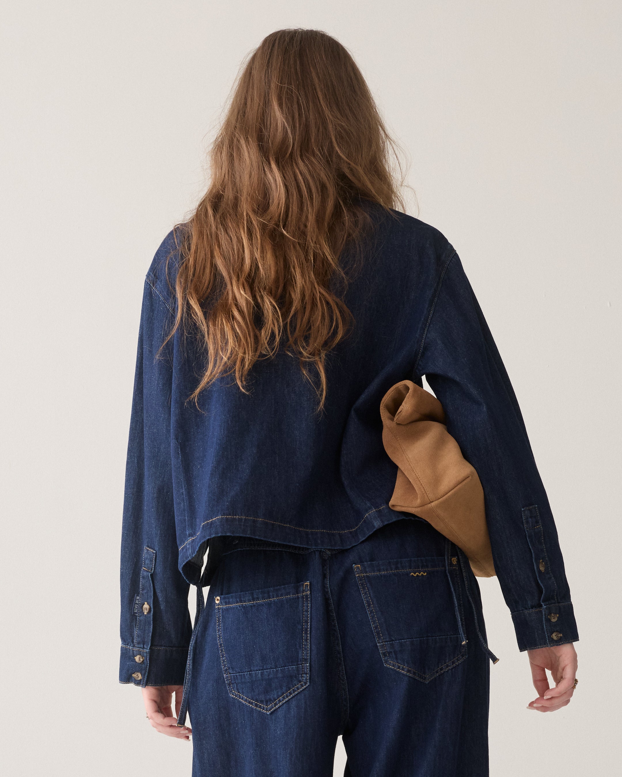 Cropped blouse rinse denim