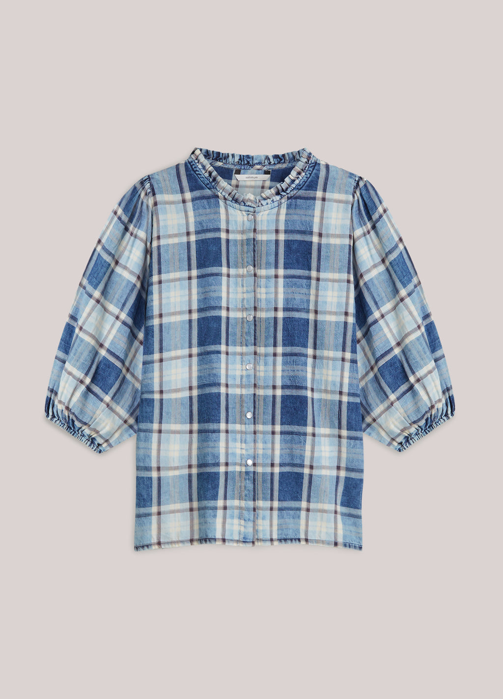 Blouse à carreaux avec manches bouffantes