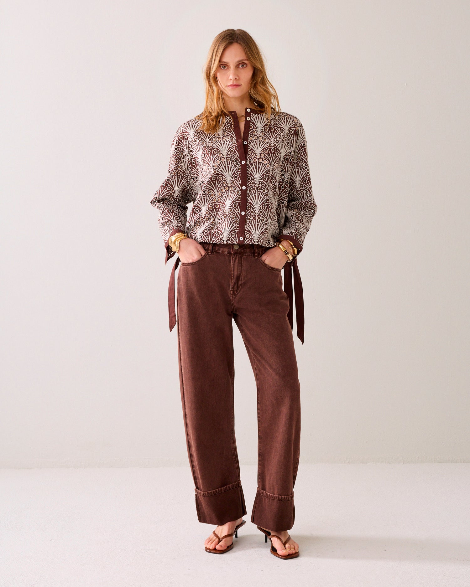 Blouse avec broderie ajourée