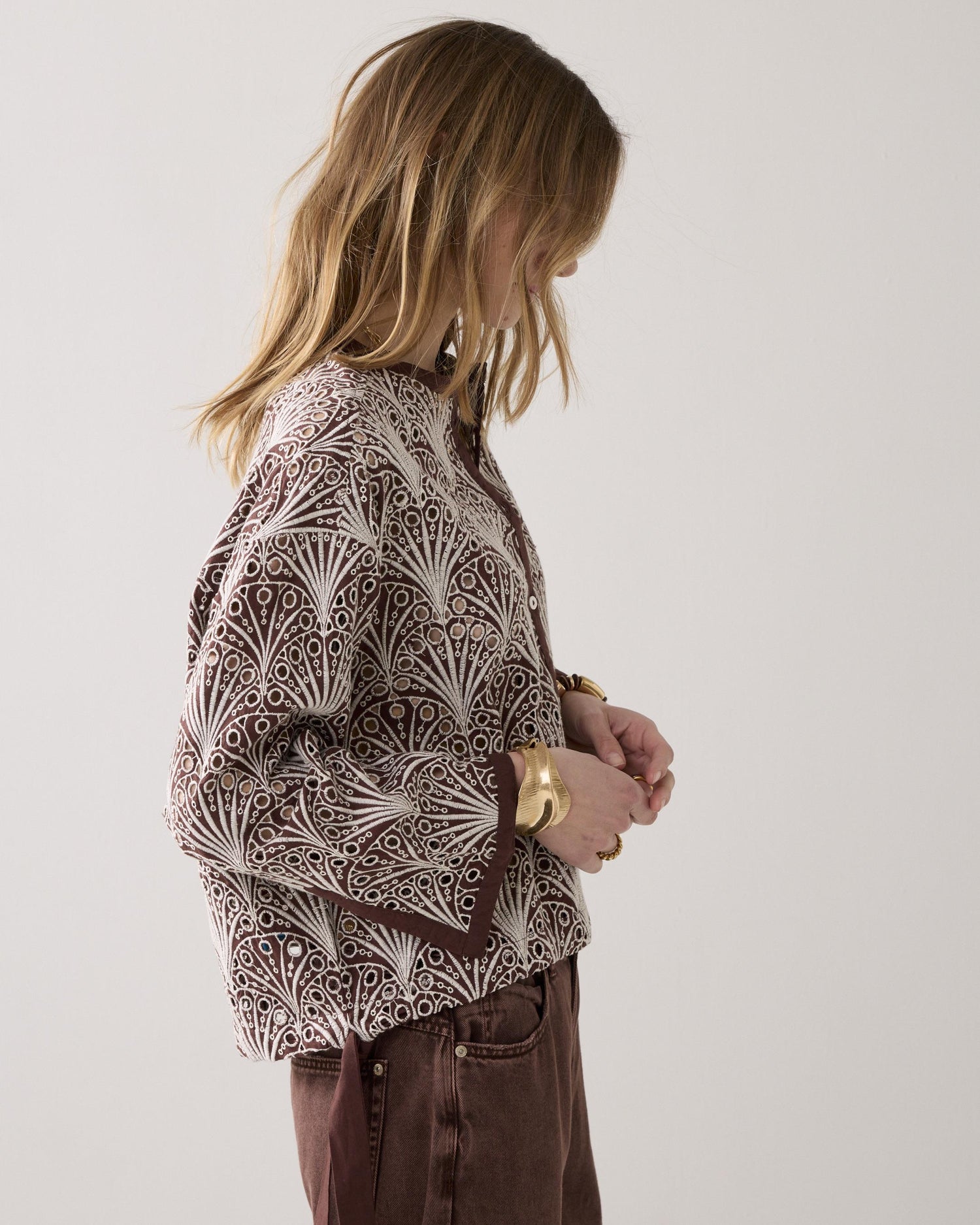 Blouse avec broderie ajourée